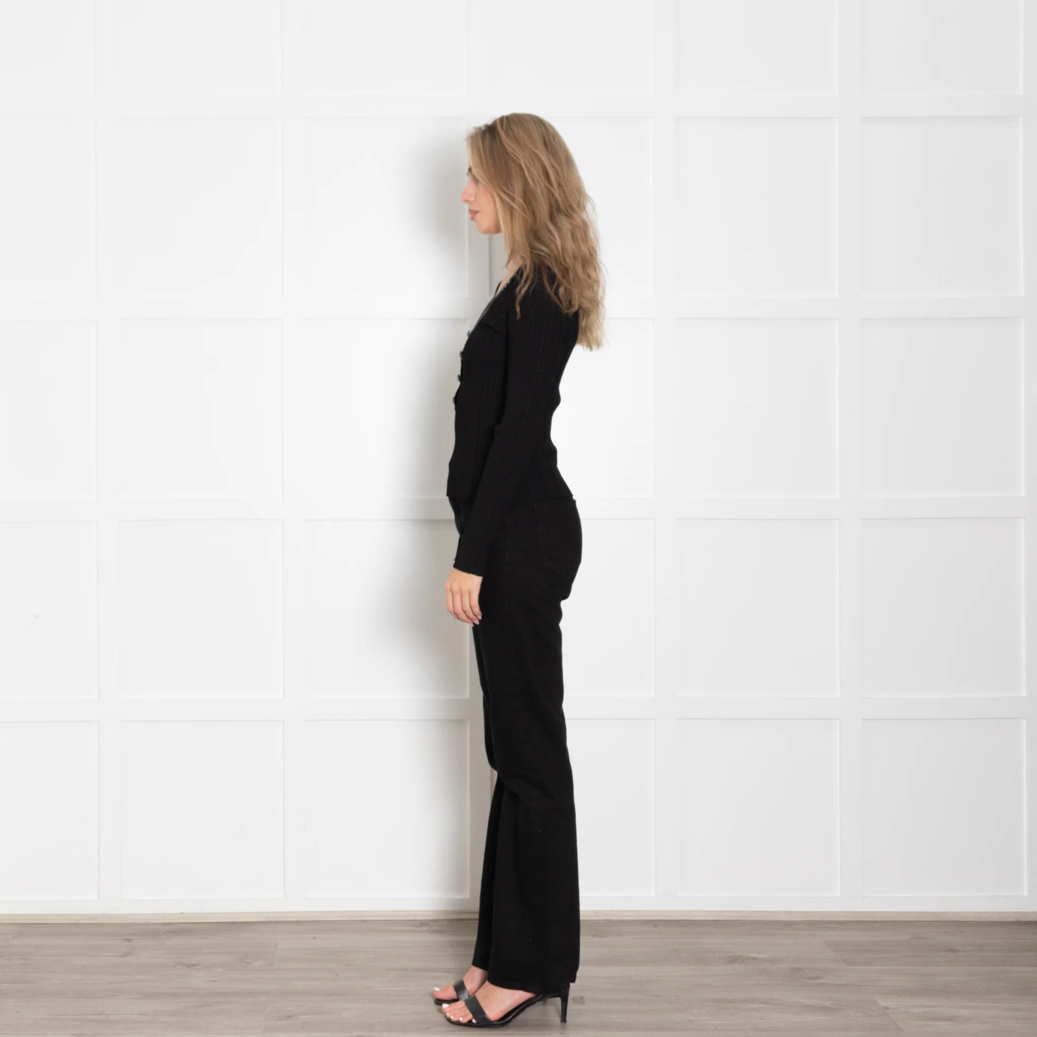 Self Portrait Black Knit Top with Diamante Trim - Image 4