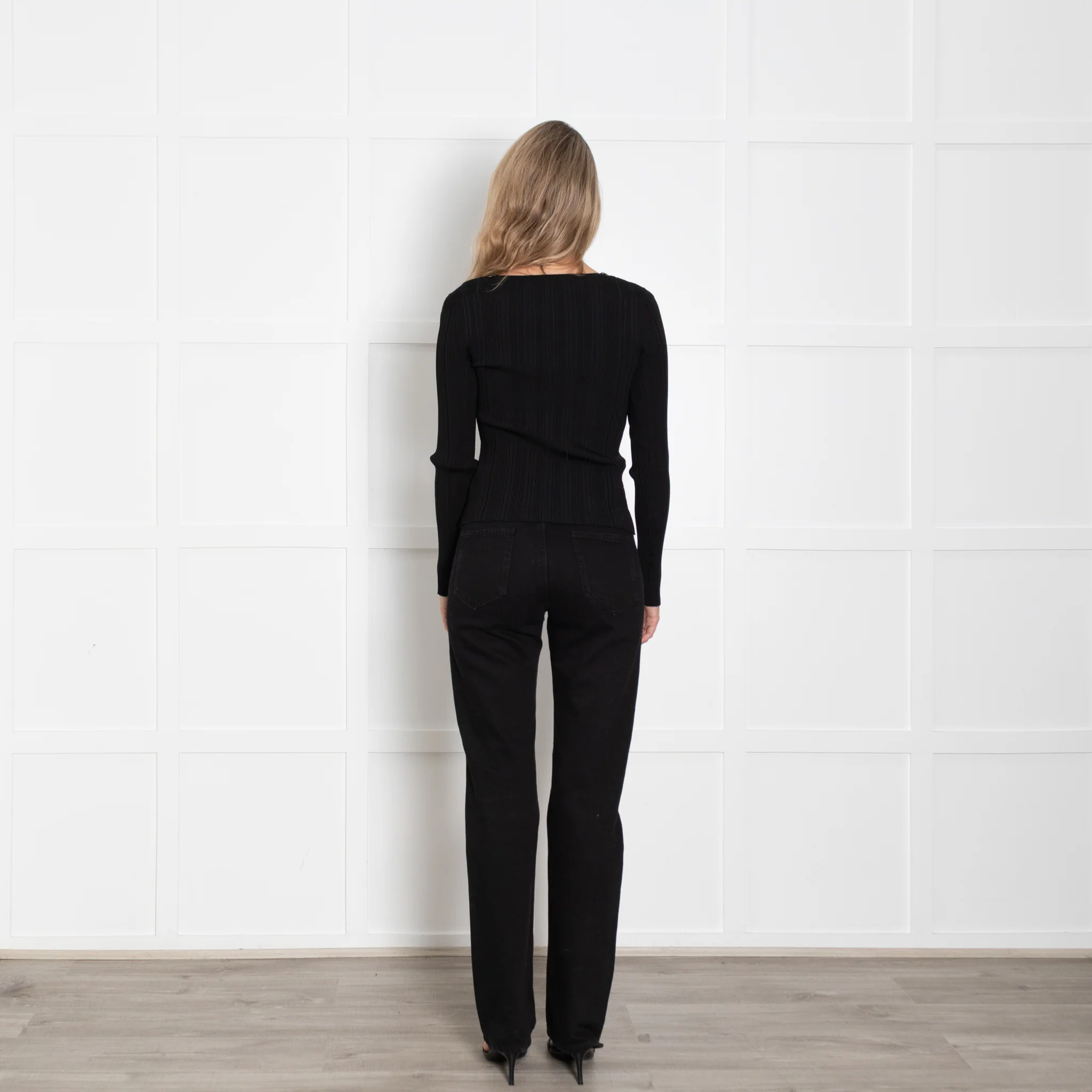 Self Portrait Black Knit Top with Diamante Trim - Image 6
