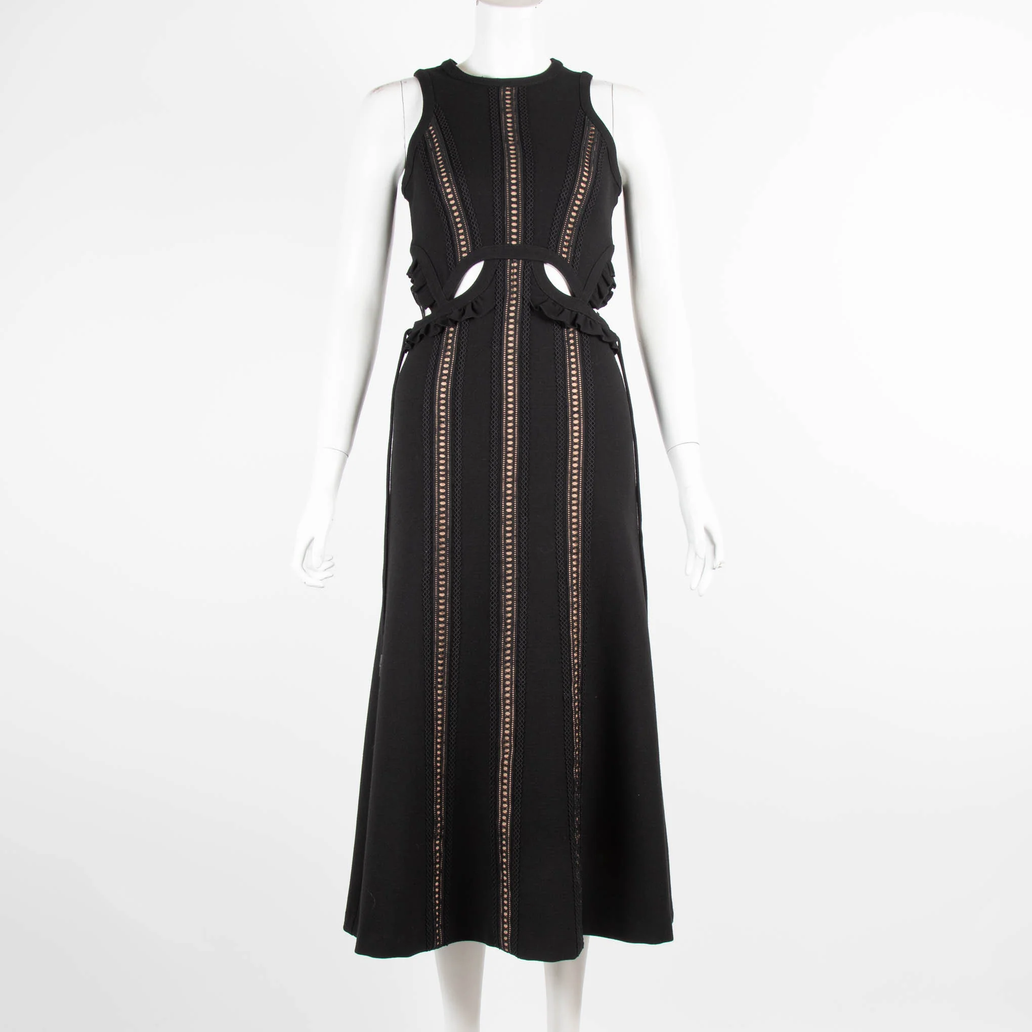 Self Portrait Black Lace Detail Sleeveless Midi Dress