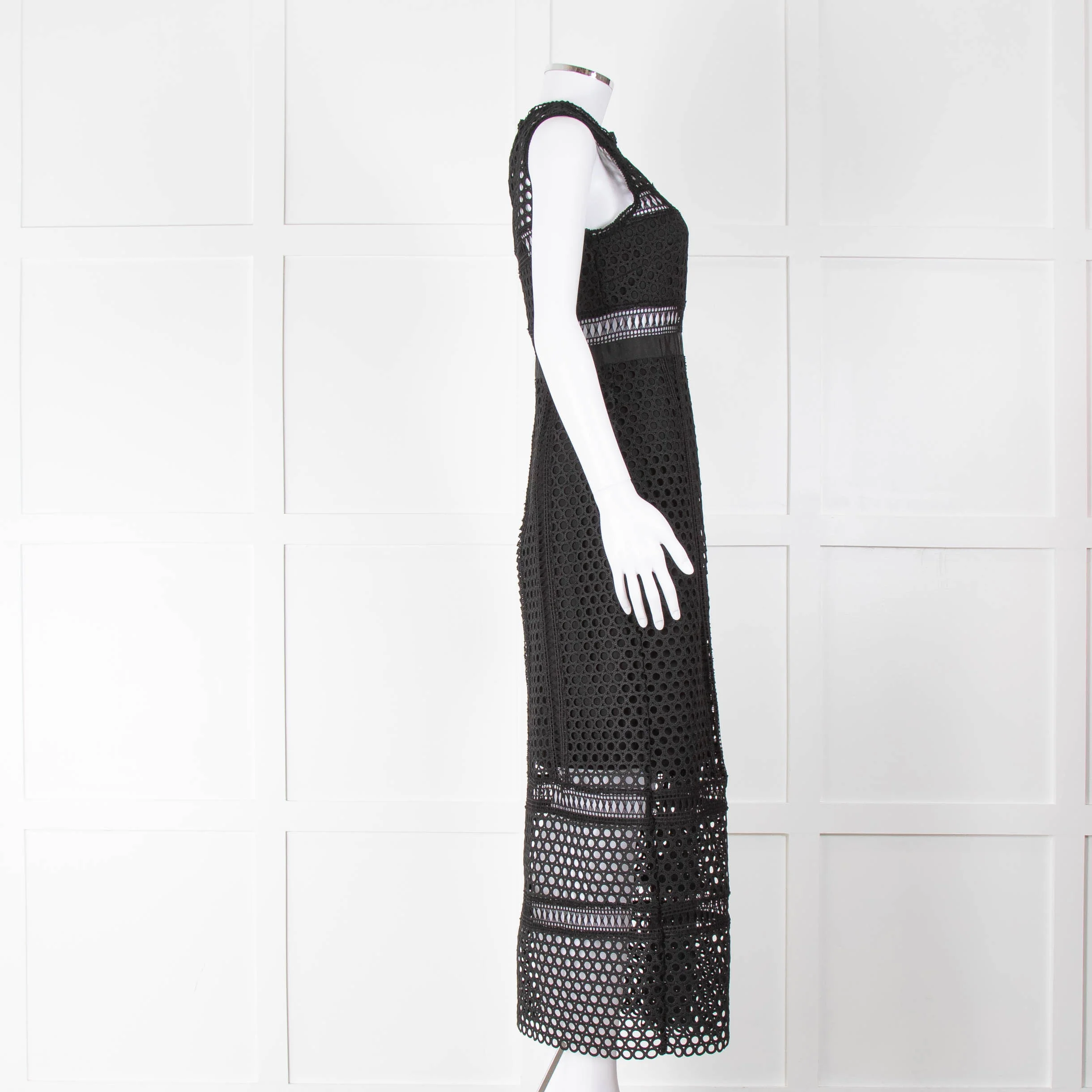 Self Portrait Black Lace Sleeveless Fitted Maxi Dress - Image 2