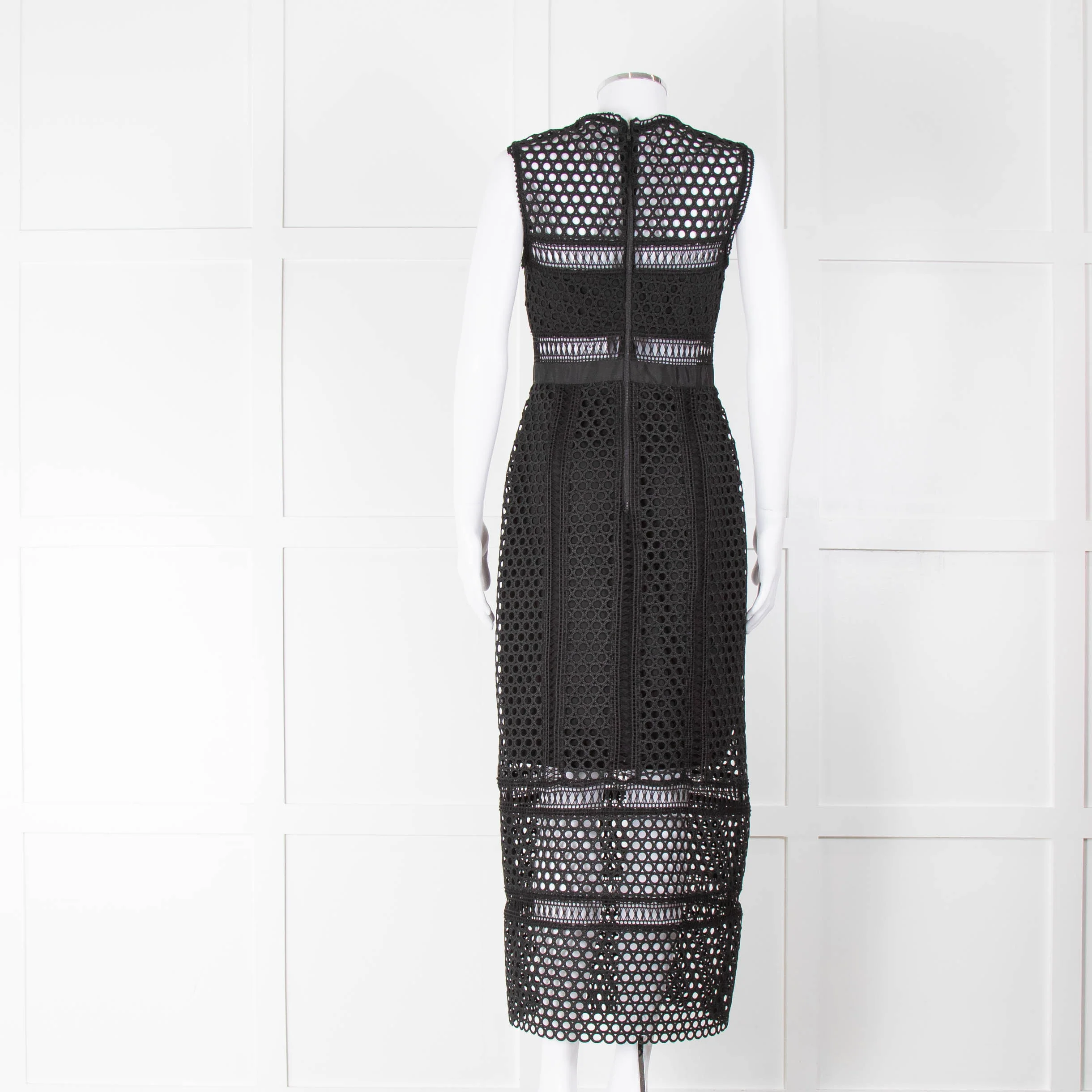 Self Portrait Black Lace Sleeveless Fitted Maxi Dress - Image 3