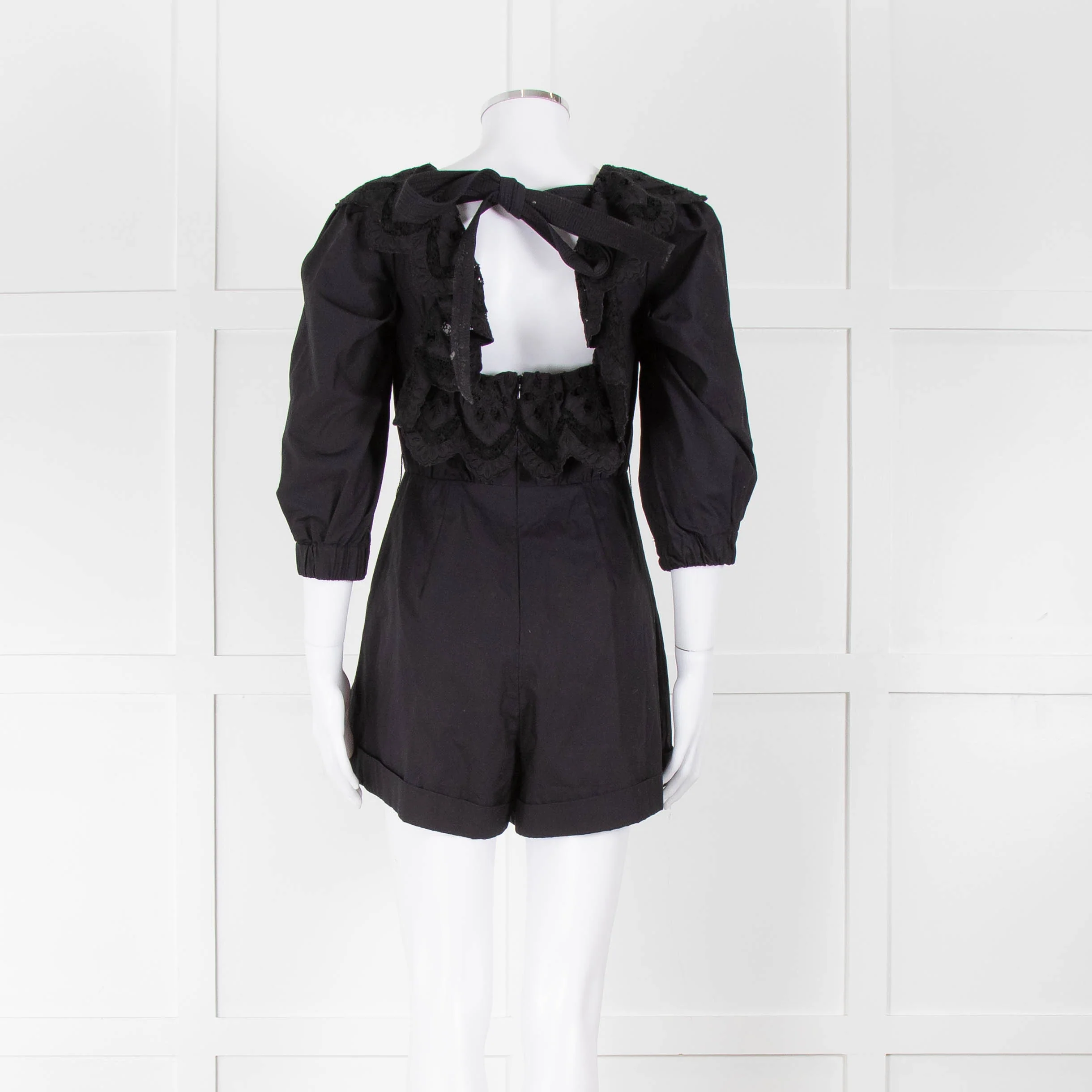 Self Portrait Black Playsuit Broderie Collar - Image 5