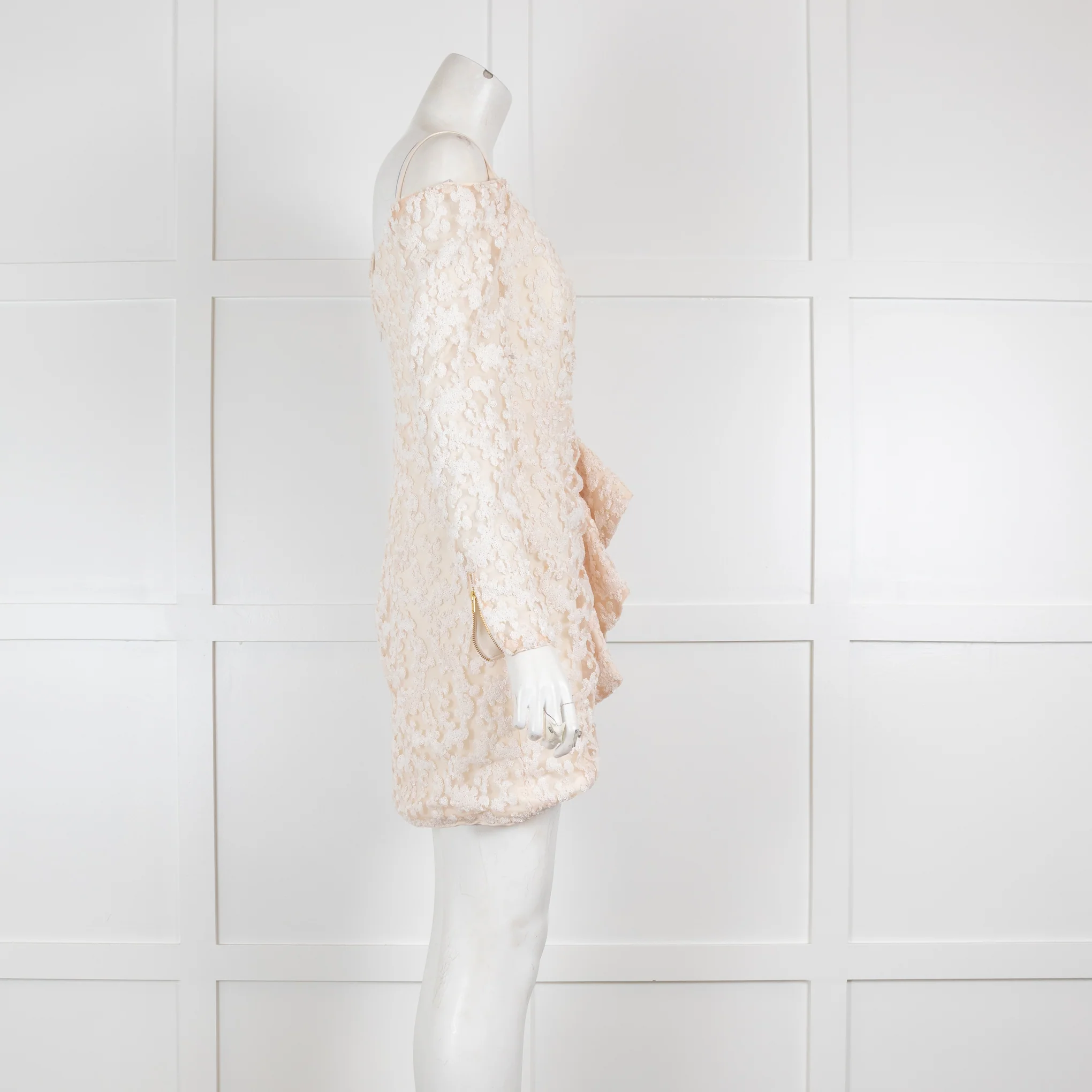 Self Portrait Cream Net Sequin Mini Dress - Image 2