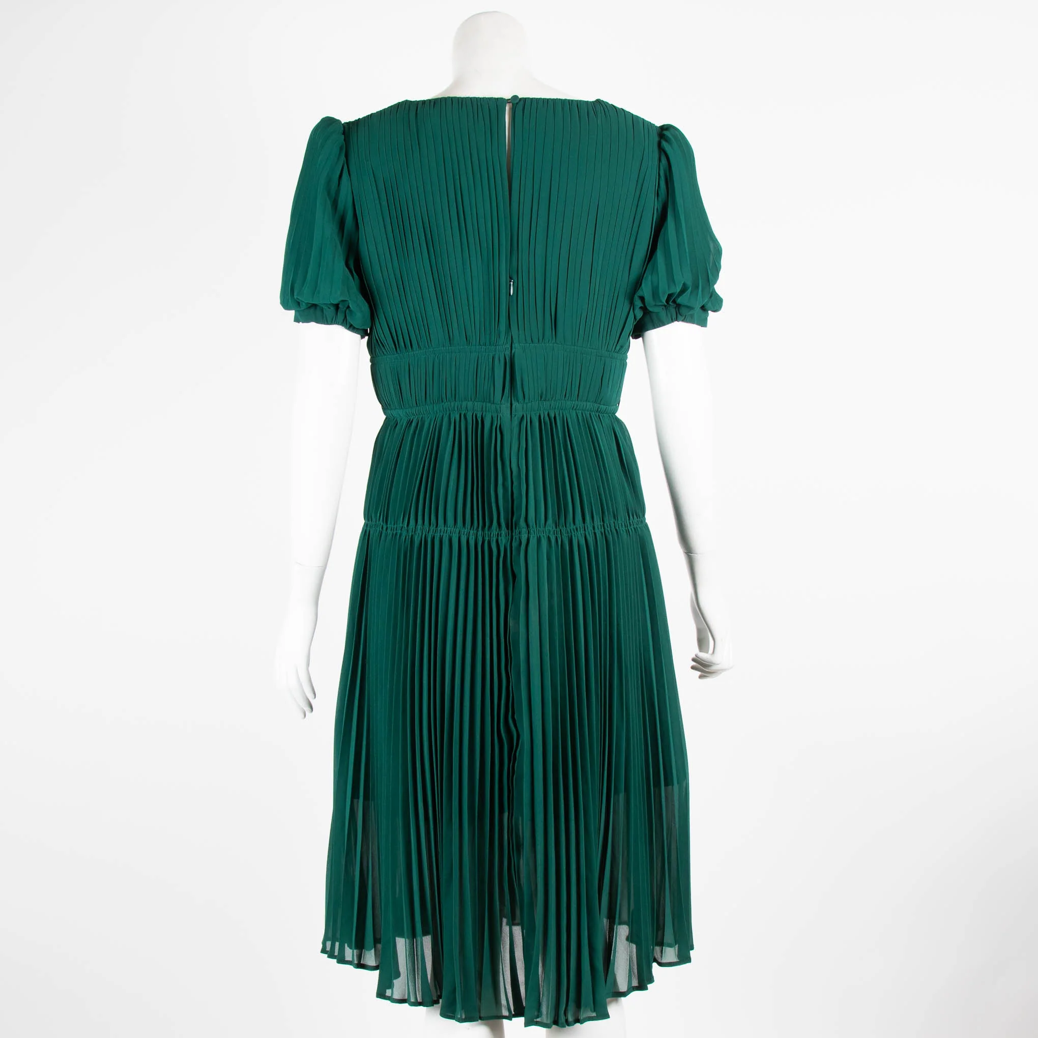 Self-Portrait Forest Green Pleated Dress - Image 3
