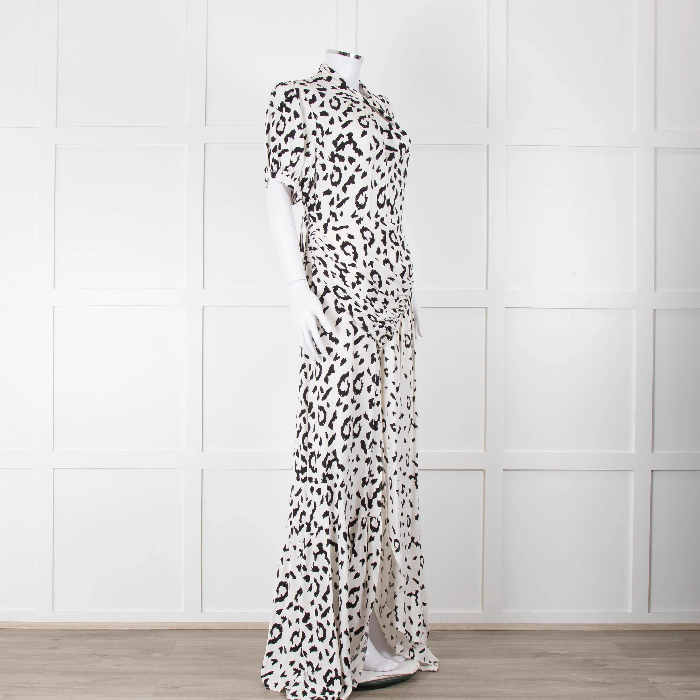 Self-Portrait Maxi White and Black Leopard Dress with Keyhole Neckline - Image 2