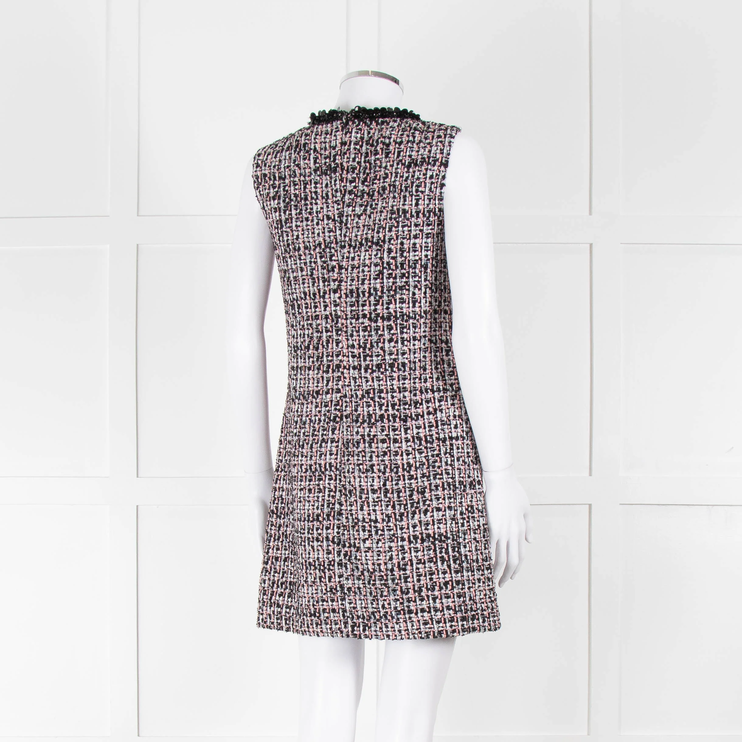 Self-Portrait Pink and Black Shift Dress with Jewelled Neckline - Image 4
