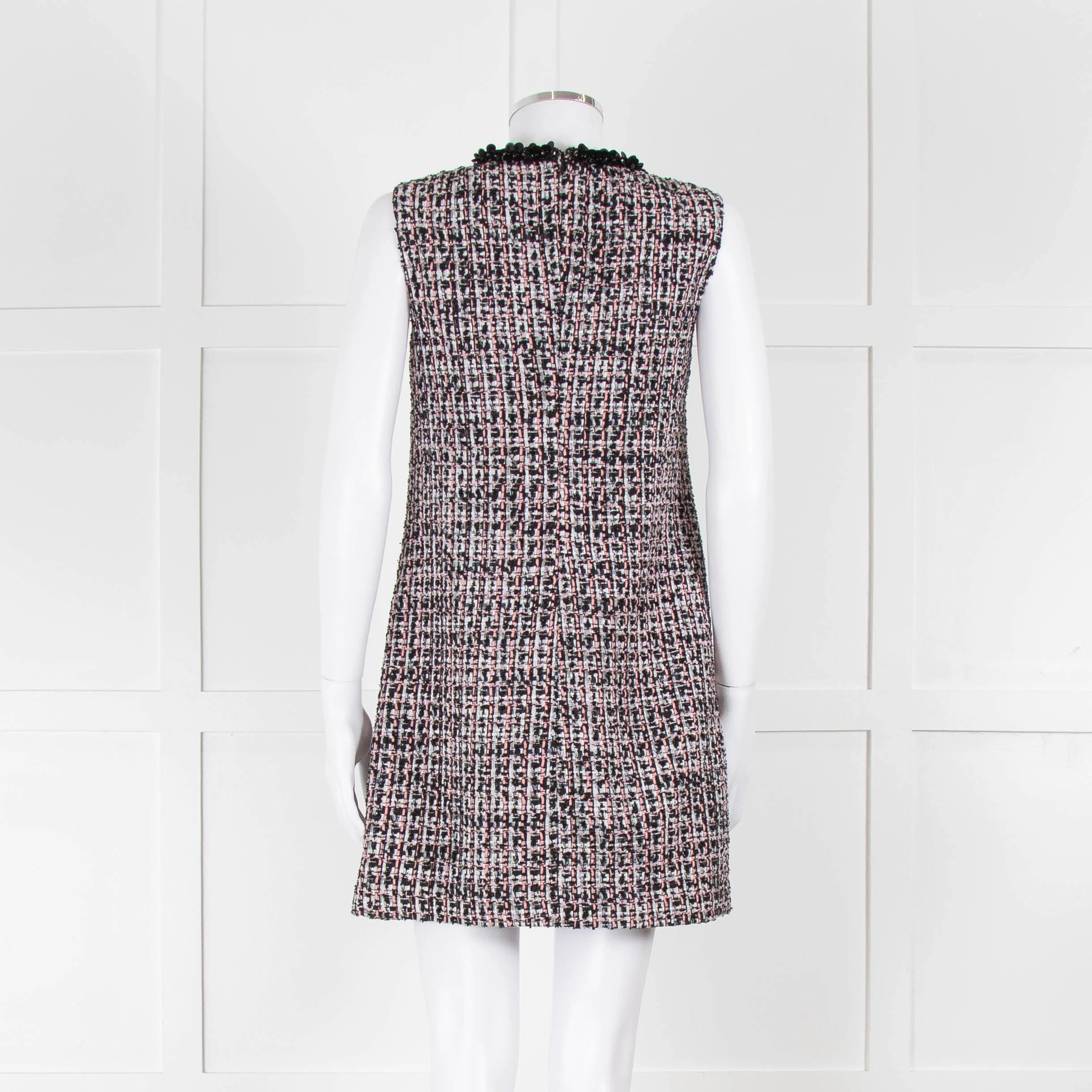 Self-Portrait Pink and Black Shift Dress with Jewelled Neckline - Image 5