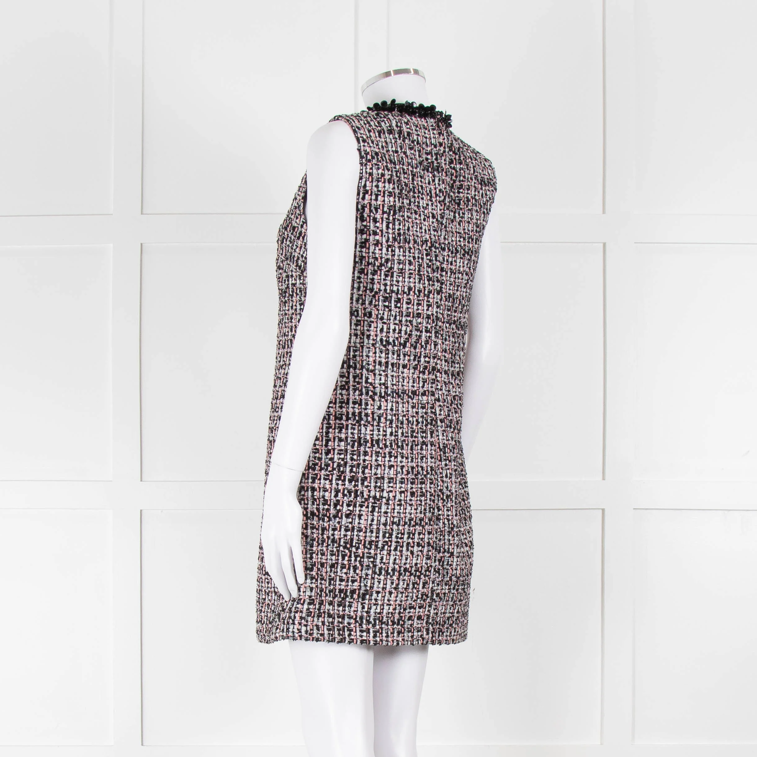 Self-Portrait Pink and Black Shift Dress with Jewelled Neckline - Image 6