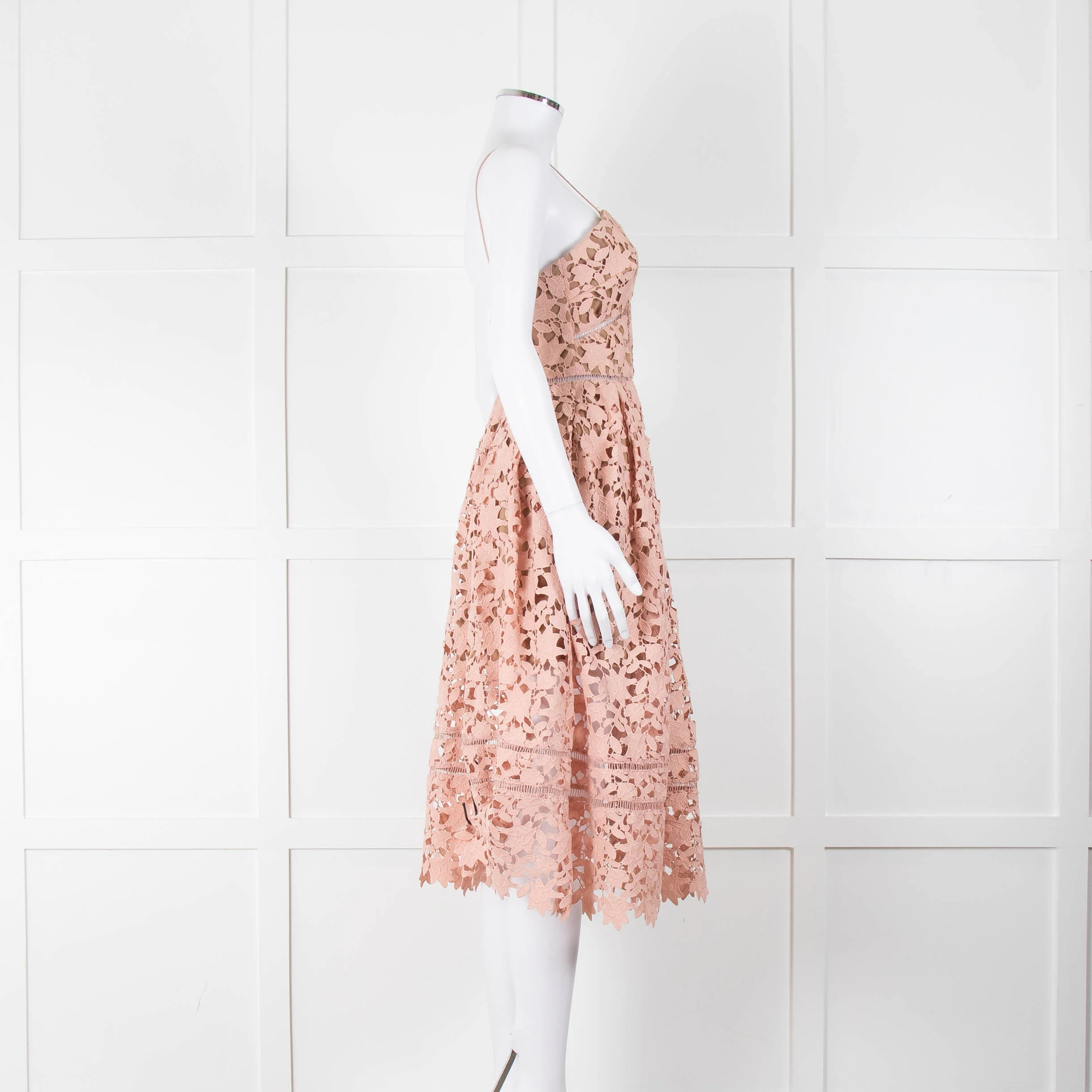Self-Portrait Pink Lace Shoestring Strap Dress - Image 3