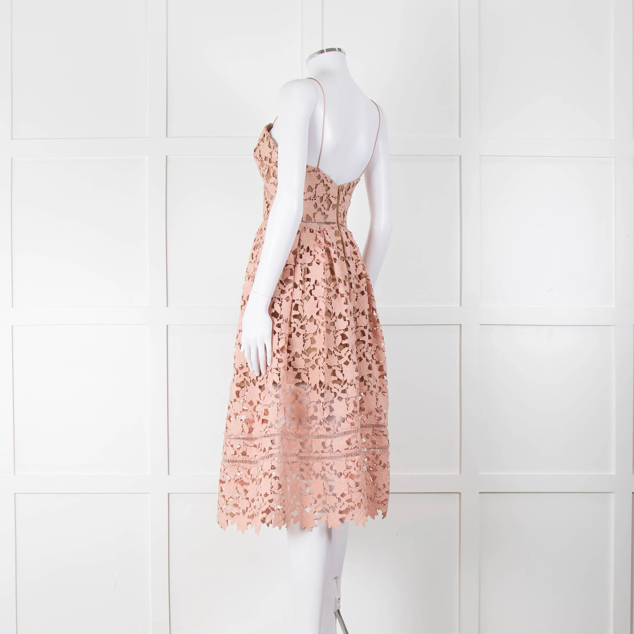 Self-Portrait Pink Lace Shoestring Strap Dress - Image 6