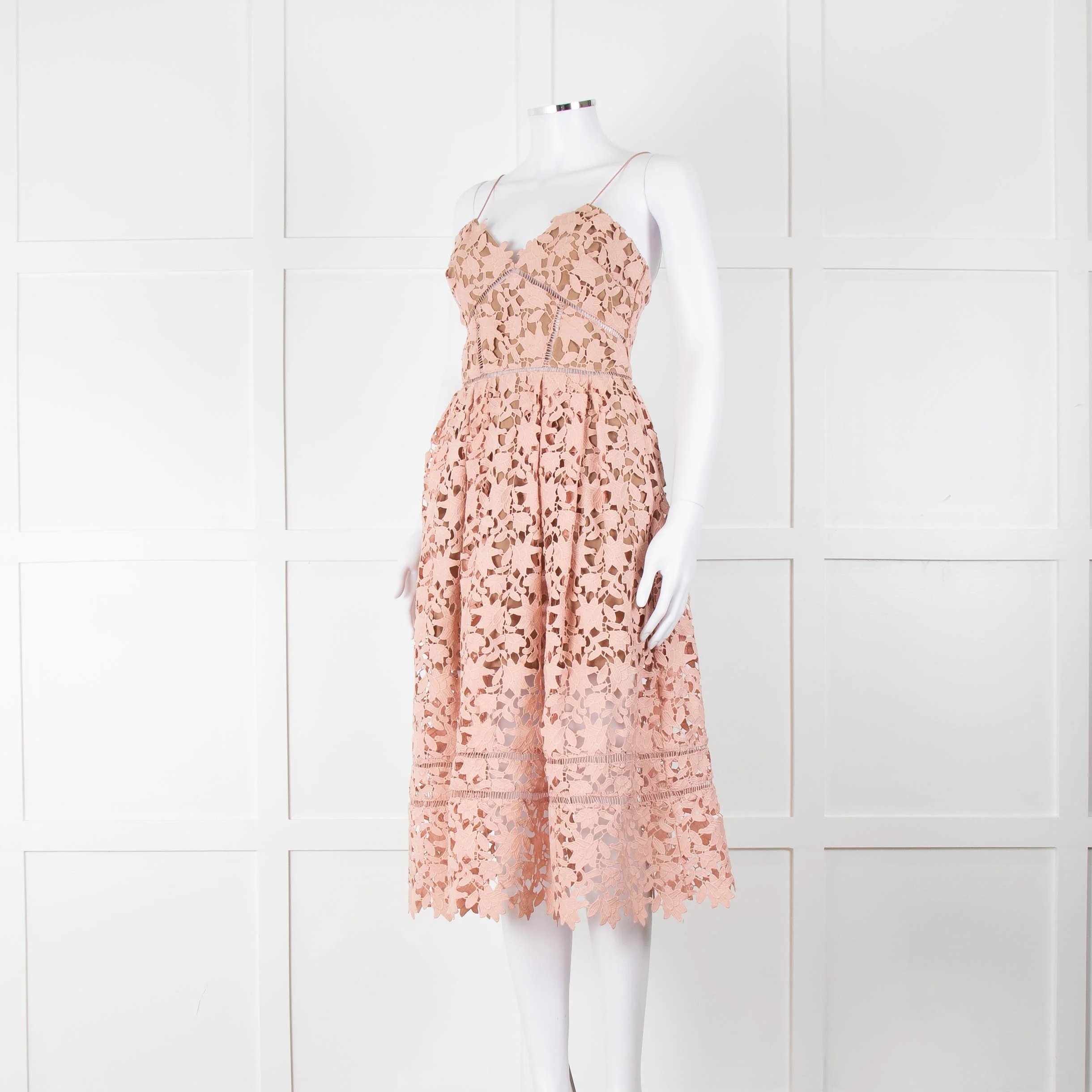 Self-Portrait Pink Lace Shoestring Strap Dress - Image 8