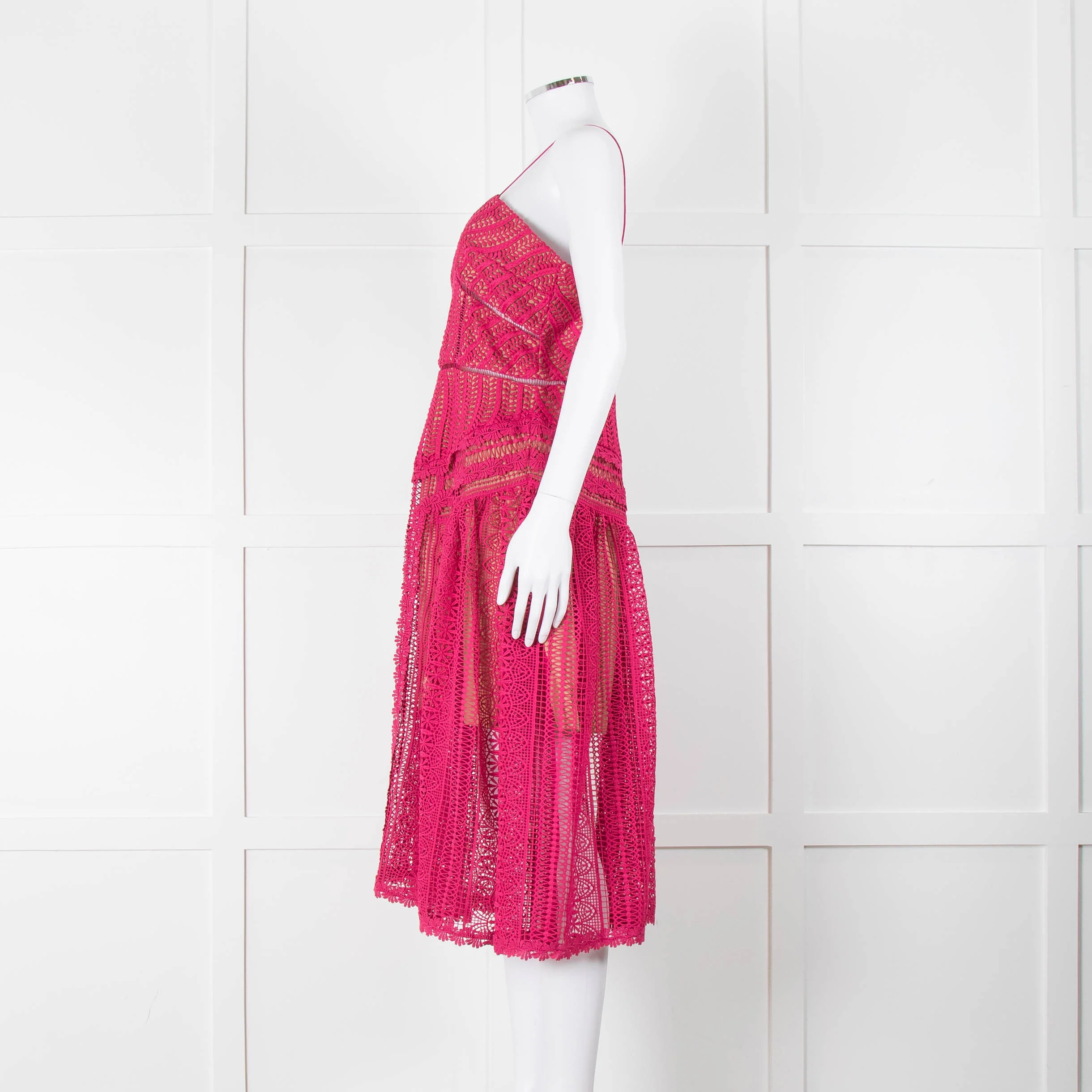 Self-Portrait Pink Lace Sleeveless Dress - Image 7