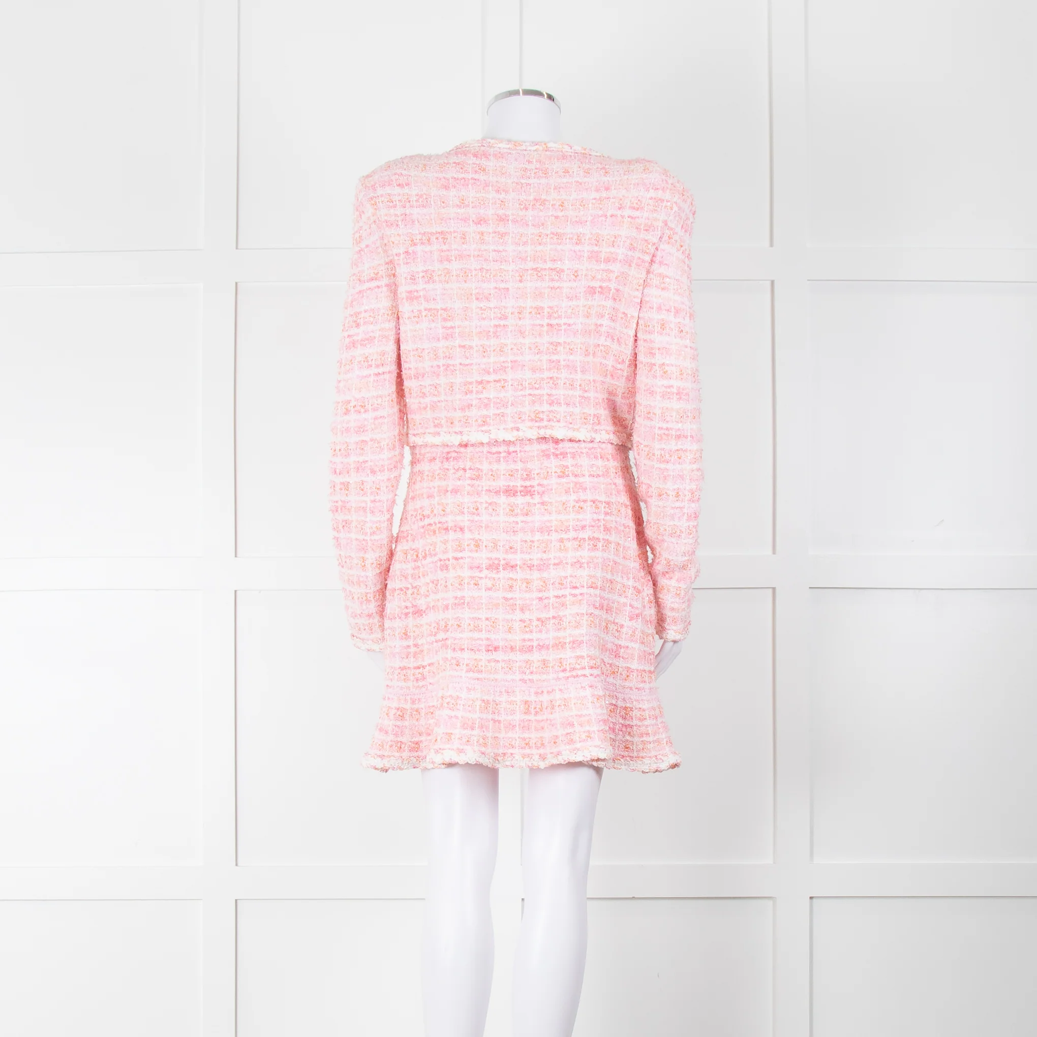 Self-Portrait Pink Woven Stretch Tweed Jacket And Skirt Suit - Image 5