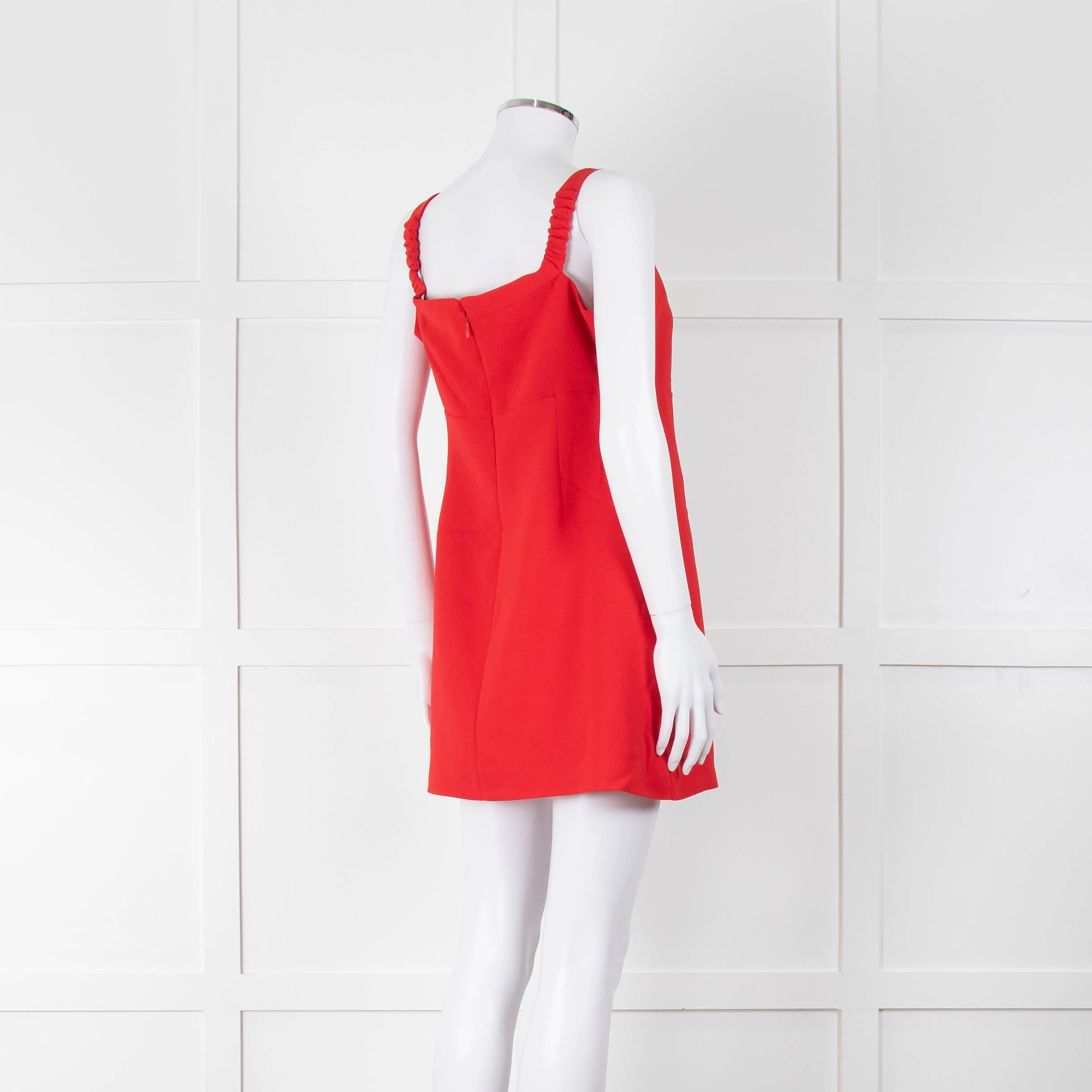 Self-Portrait Red Strappy Diamante Bow Mini Dress - Image 4
