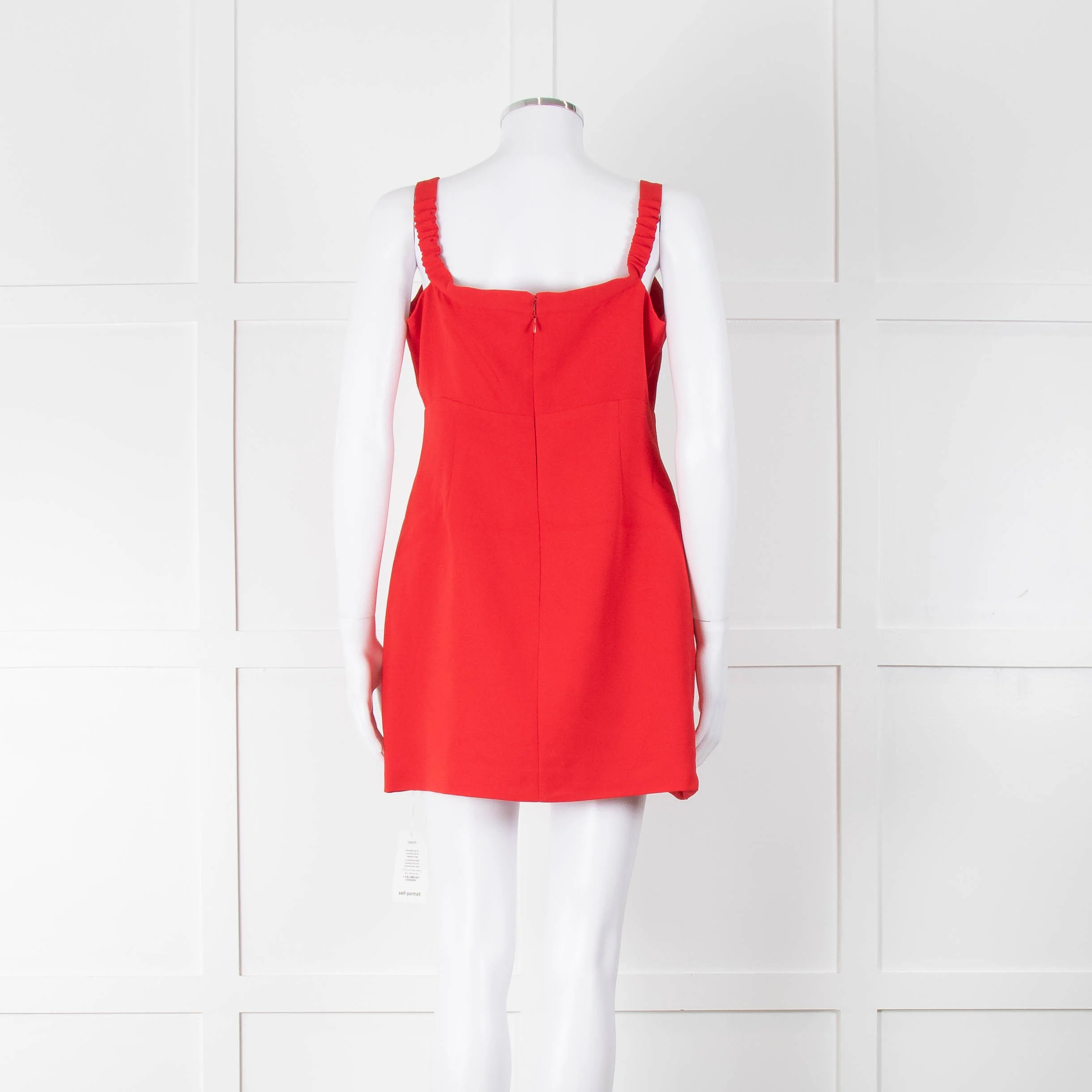 Self-Portrait Red Strappy Diamante Bow Mini Dress - Image 5