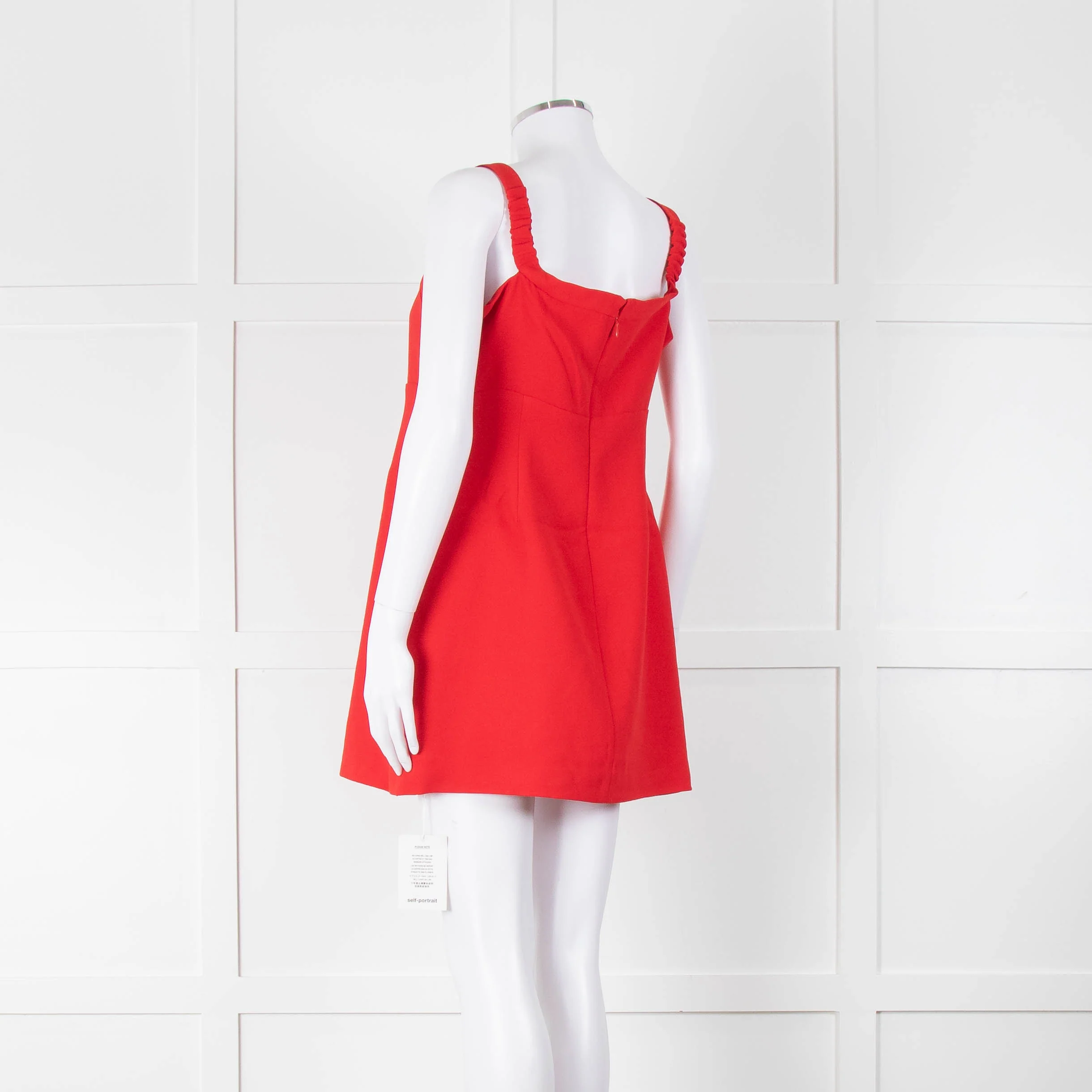 Self-Portrait Red Strappy Diamante Bow Mini Dress - Image 6
