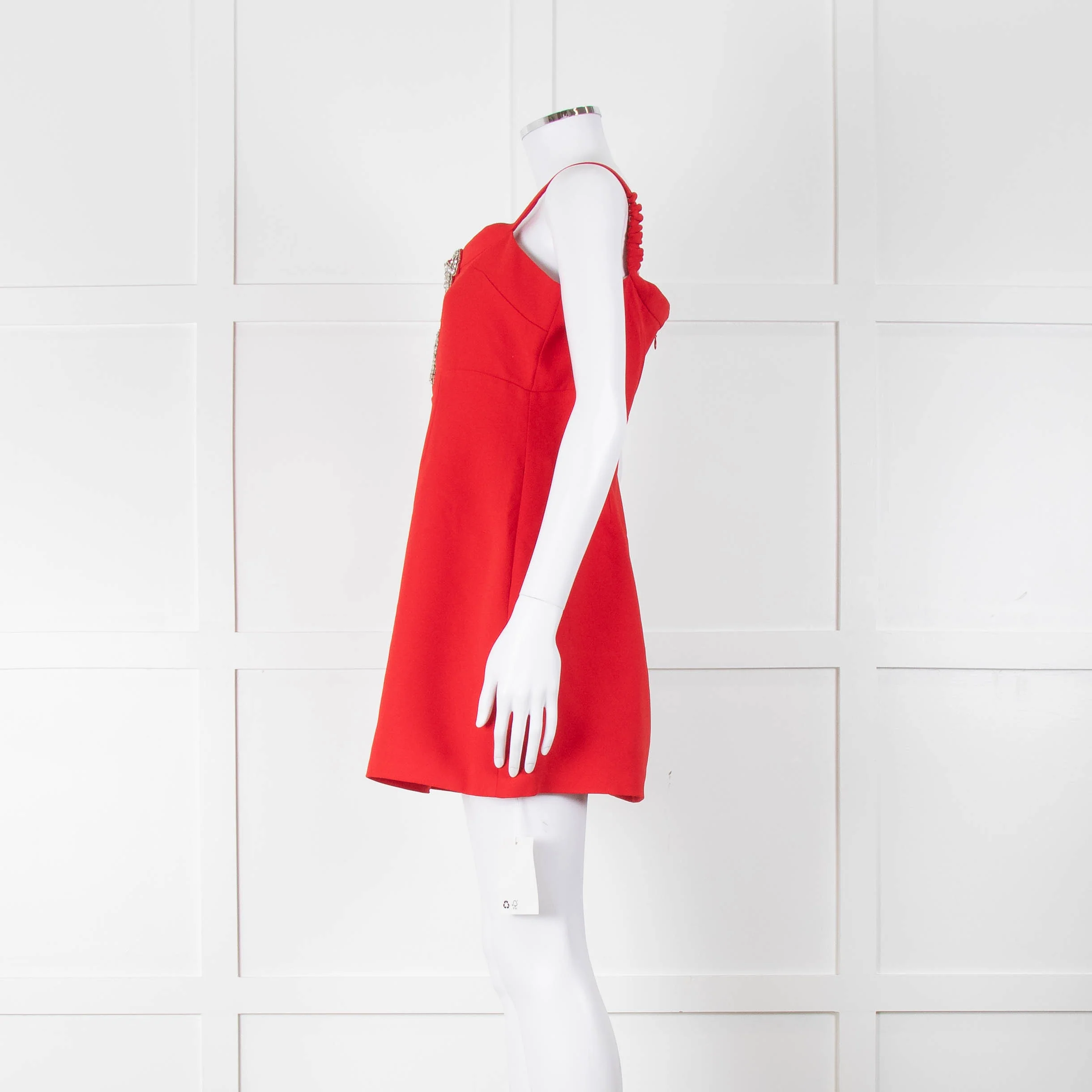 Self-Portrait Red Strappy Diamante Bow Mini Dress - Image 7