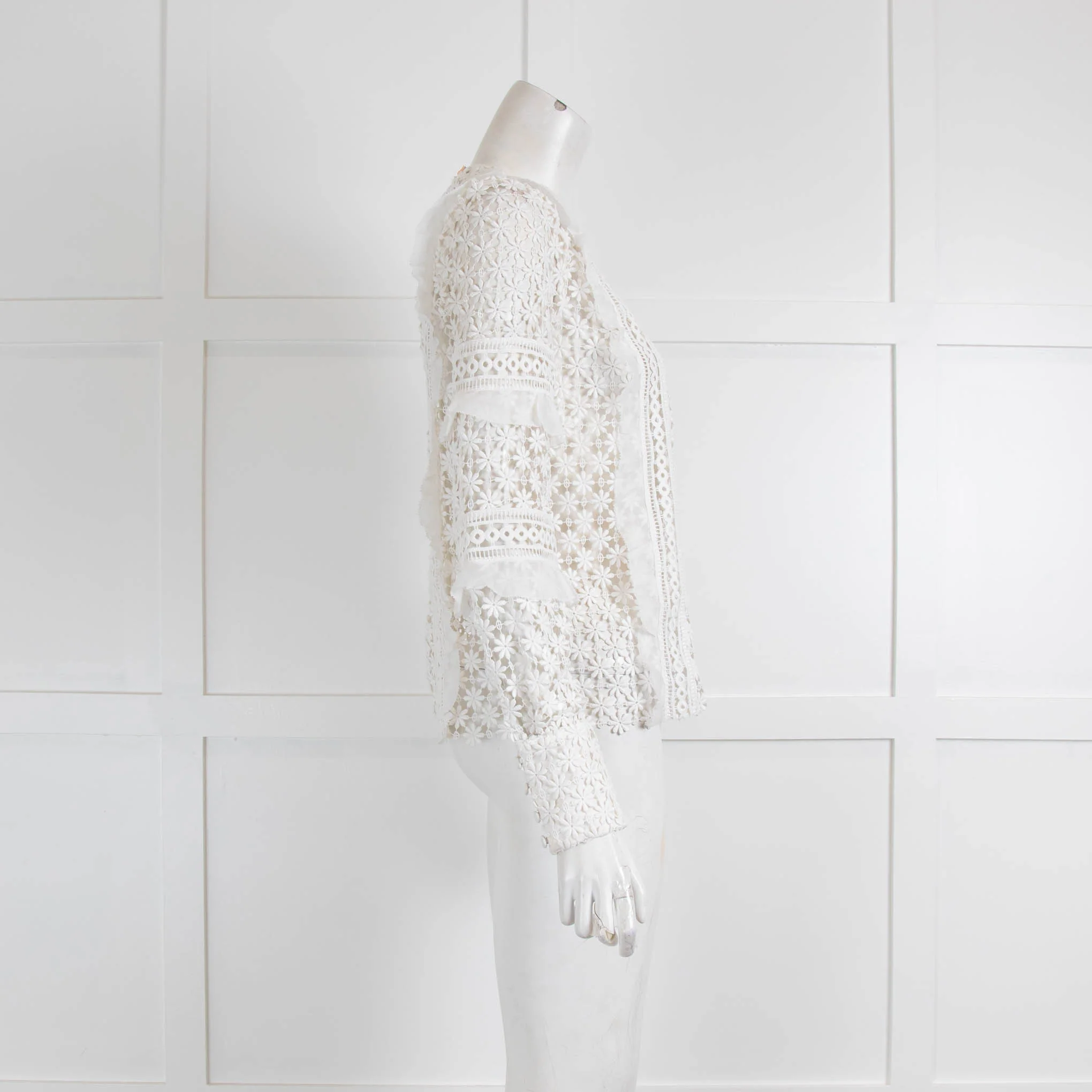 Self Portrait White Lace Sheer Top - Image 2