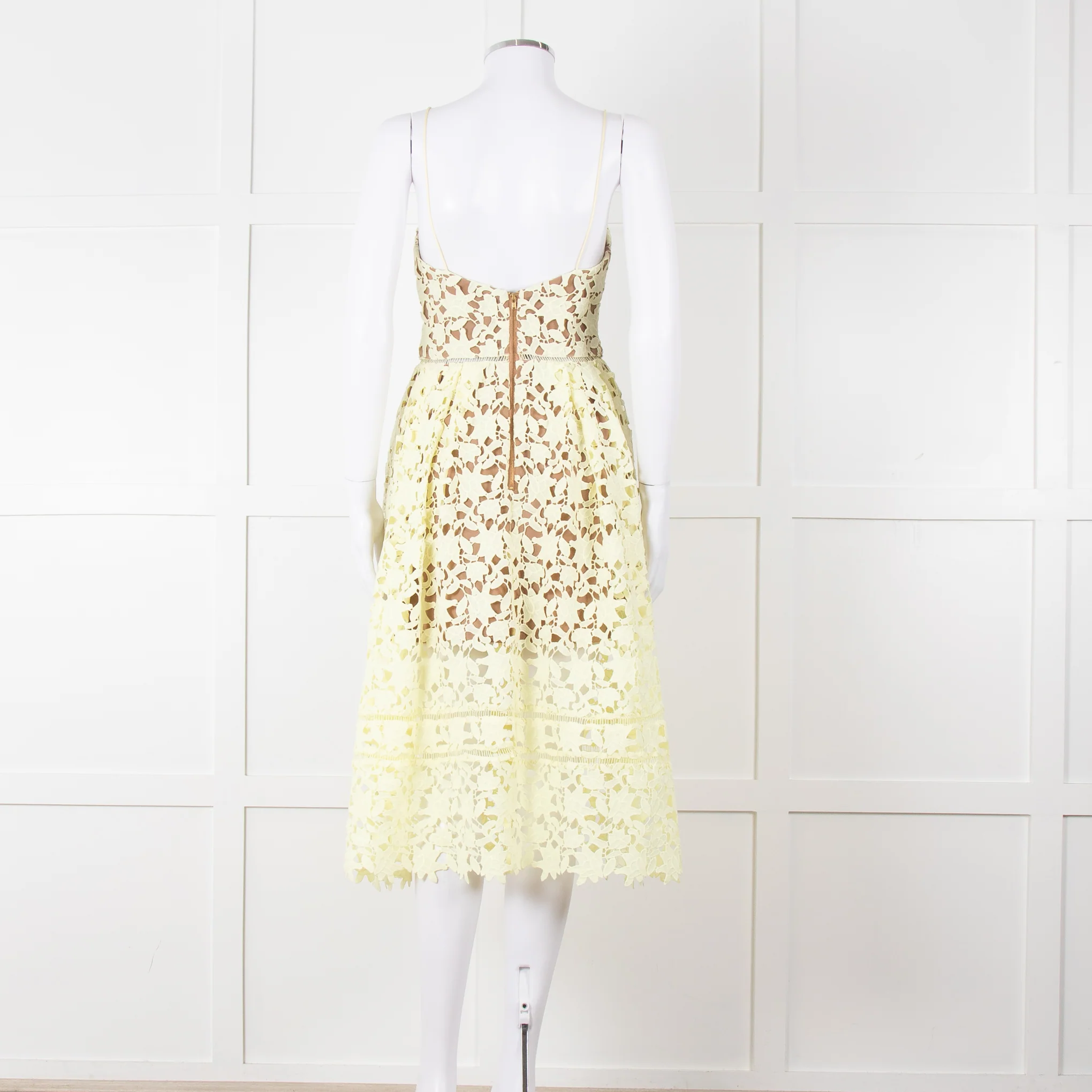 Self Portrait Yellow Lace Strappy Dress - Image 5