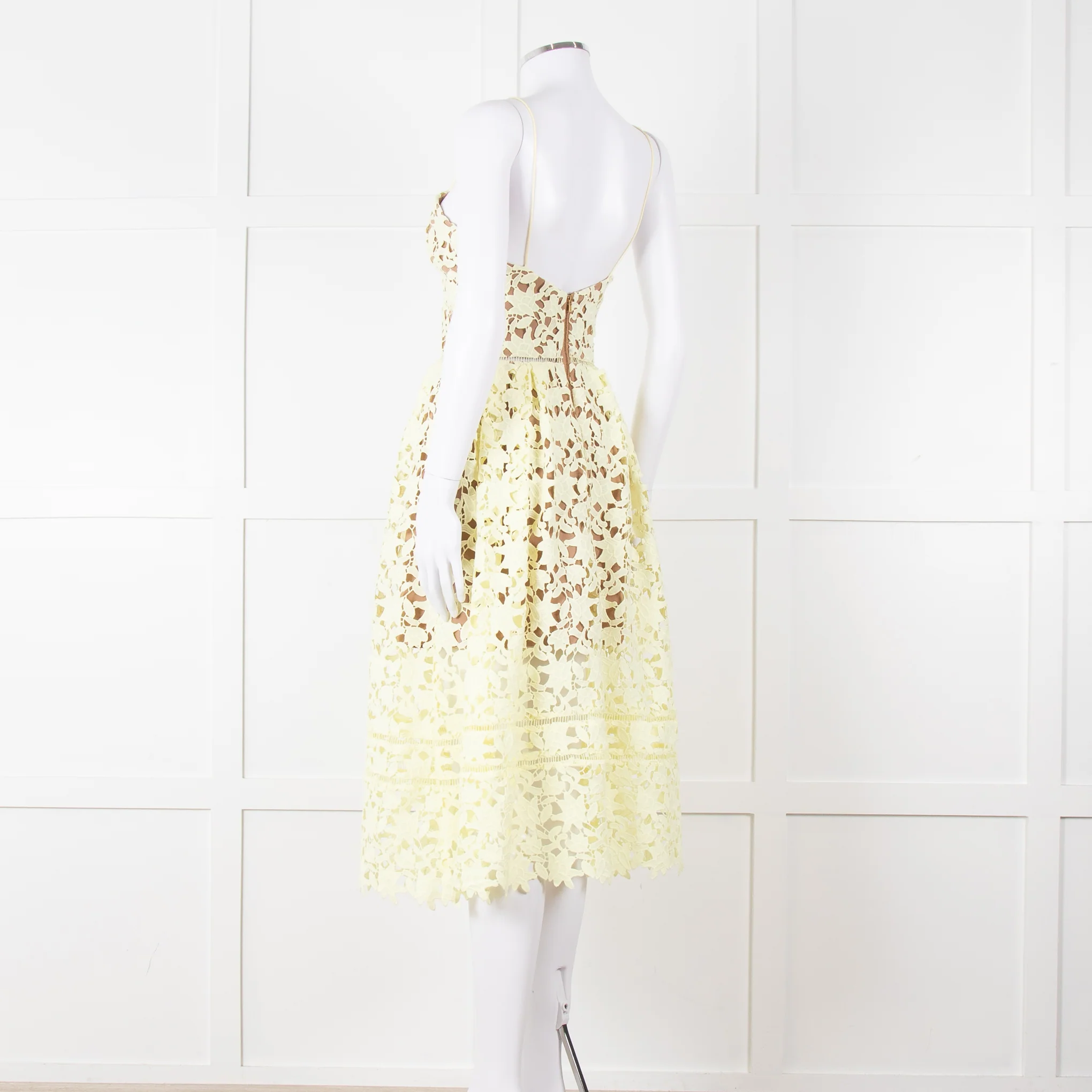 Self Portrait Yellow Lace Strappy Dress - Image 6