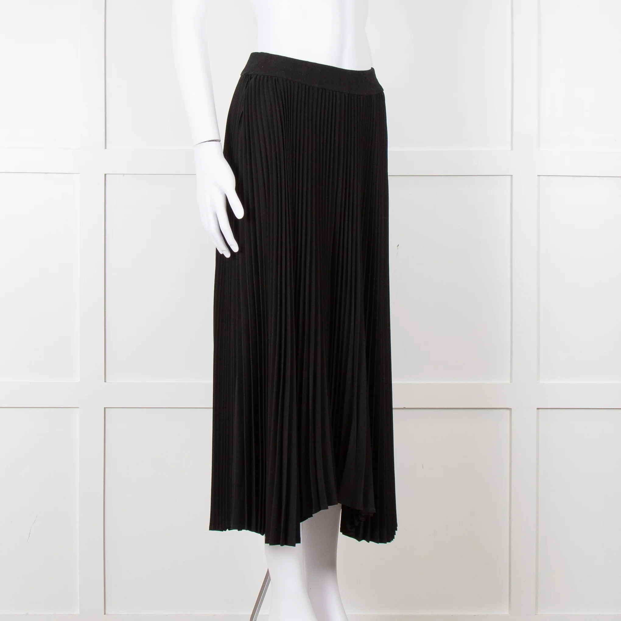 Senlis Black Plisse Midi Skirt with Elasticated Waist - Image 2