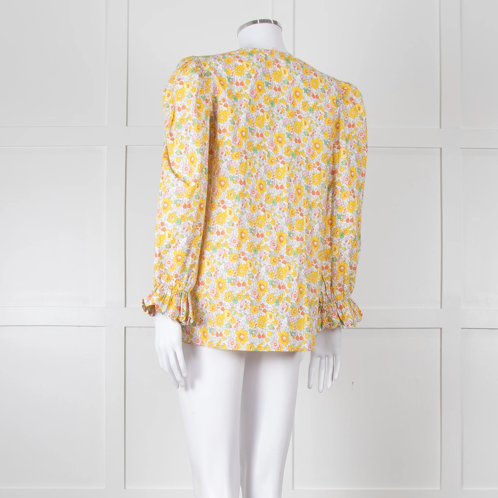 Seraphina Cream Yellow Floral Cotton Long Sleeve Top - Image 4