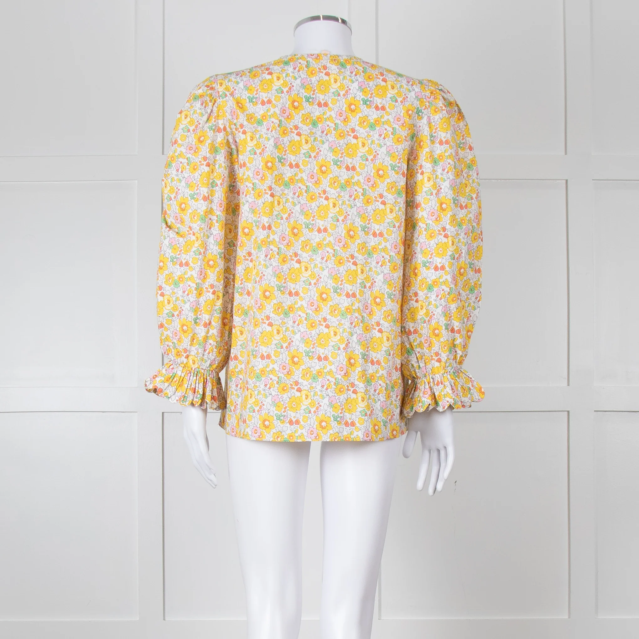 Seraphina Cream Yellow Floral Cotton Long Sleeve Top - Image 5