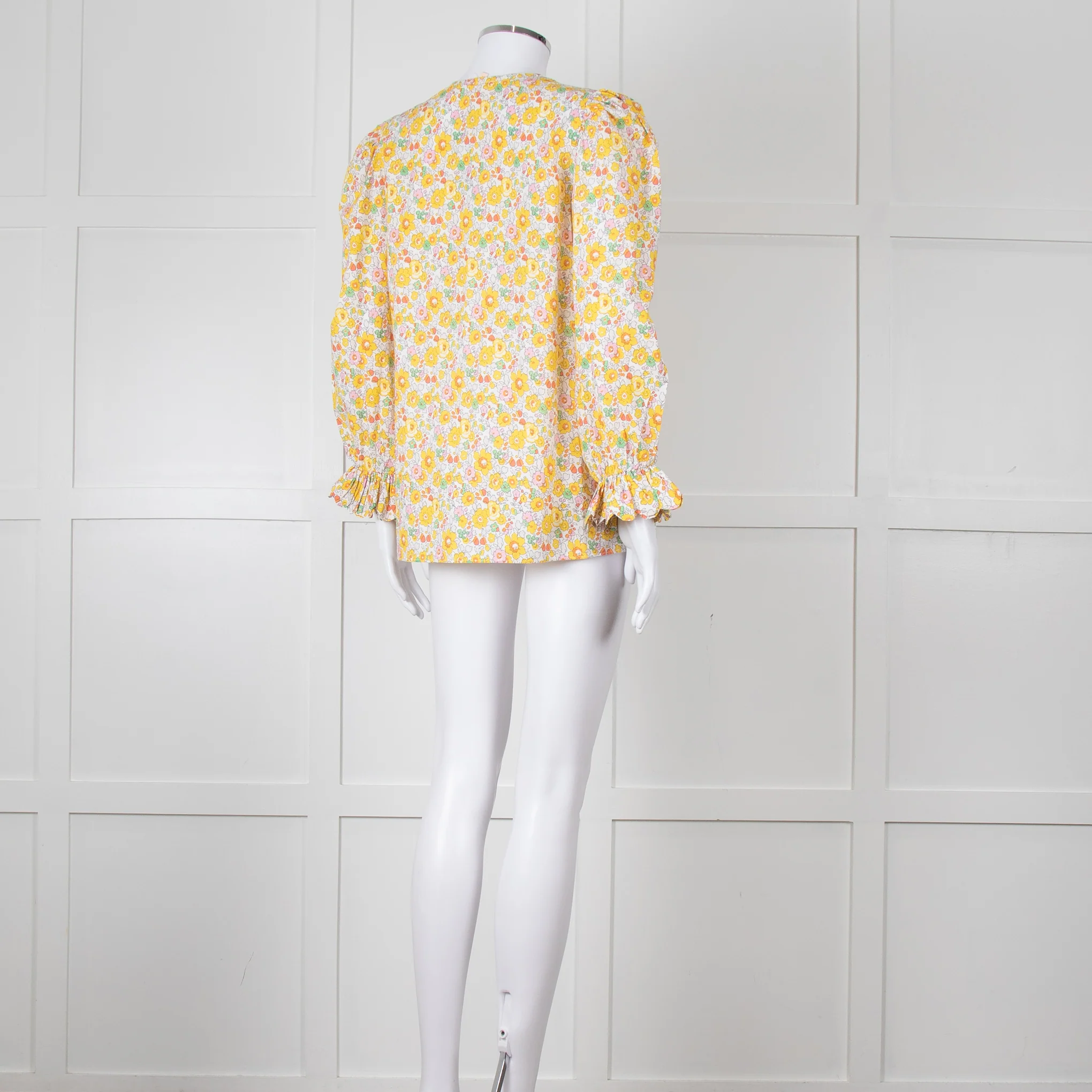 Seraphina Cream Yellow Floral Cotton Long Sleeve Top - Image 6