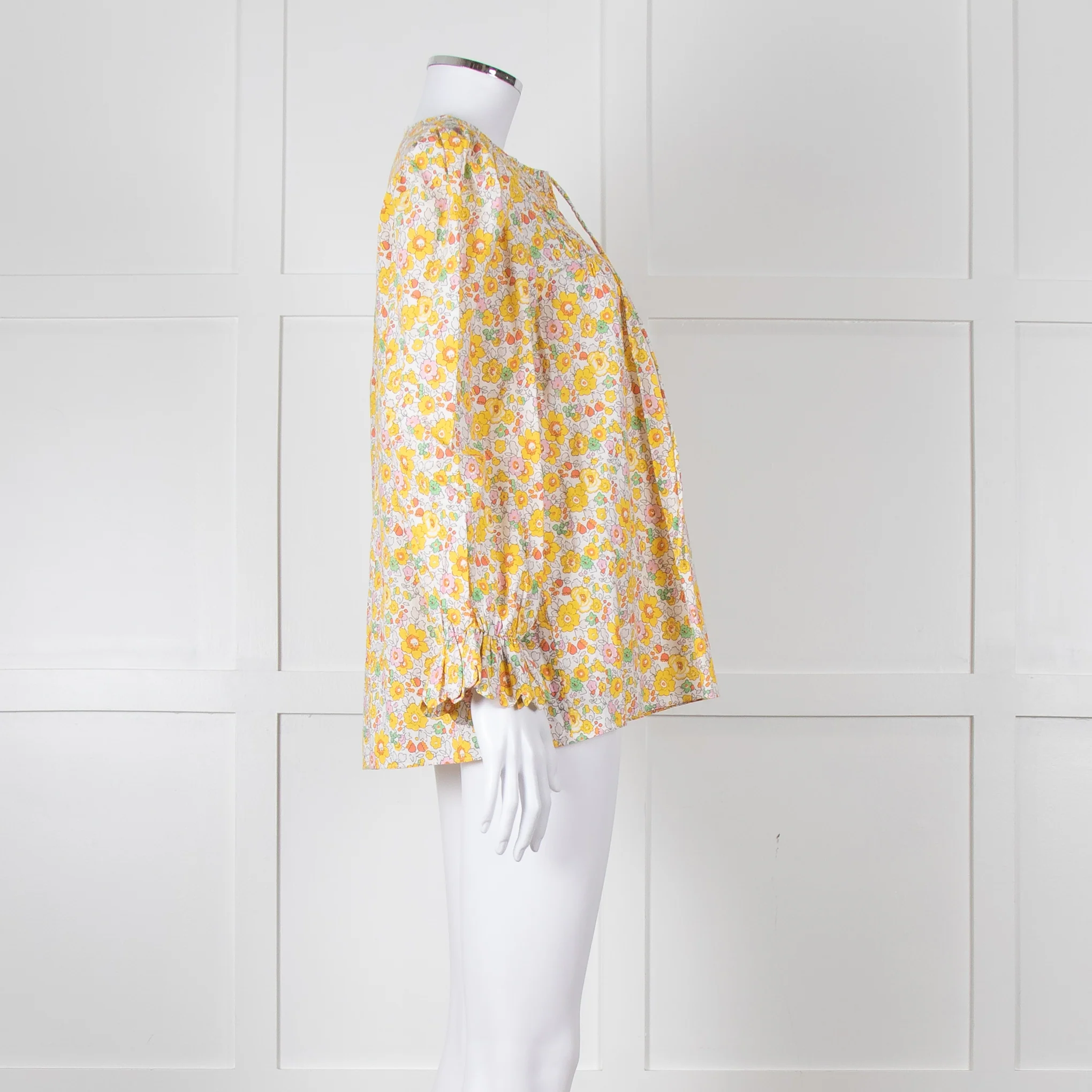 Seraphina Cream Yellow Floral Cotton Long Sleeve Top - Image 7