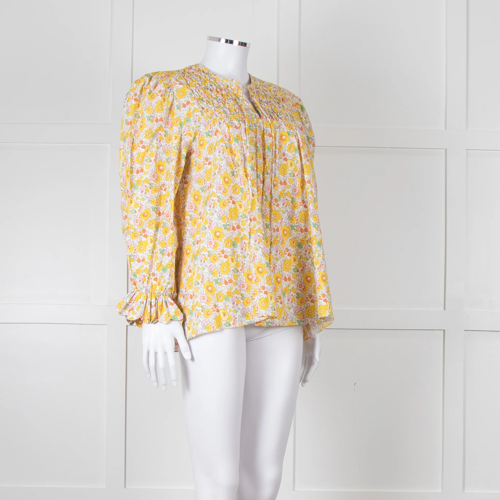 Seraphina Cream Yellow Floral Cotton Long Sleeve Top - Image 8