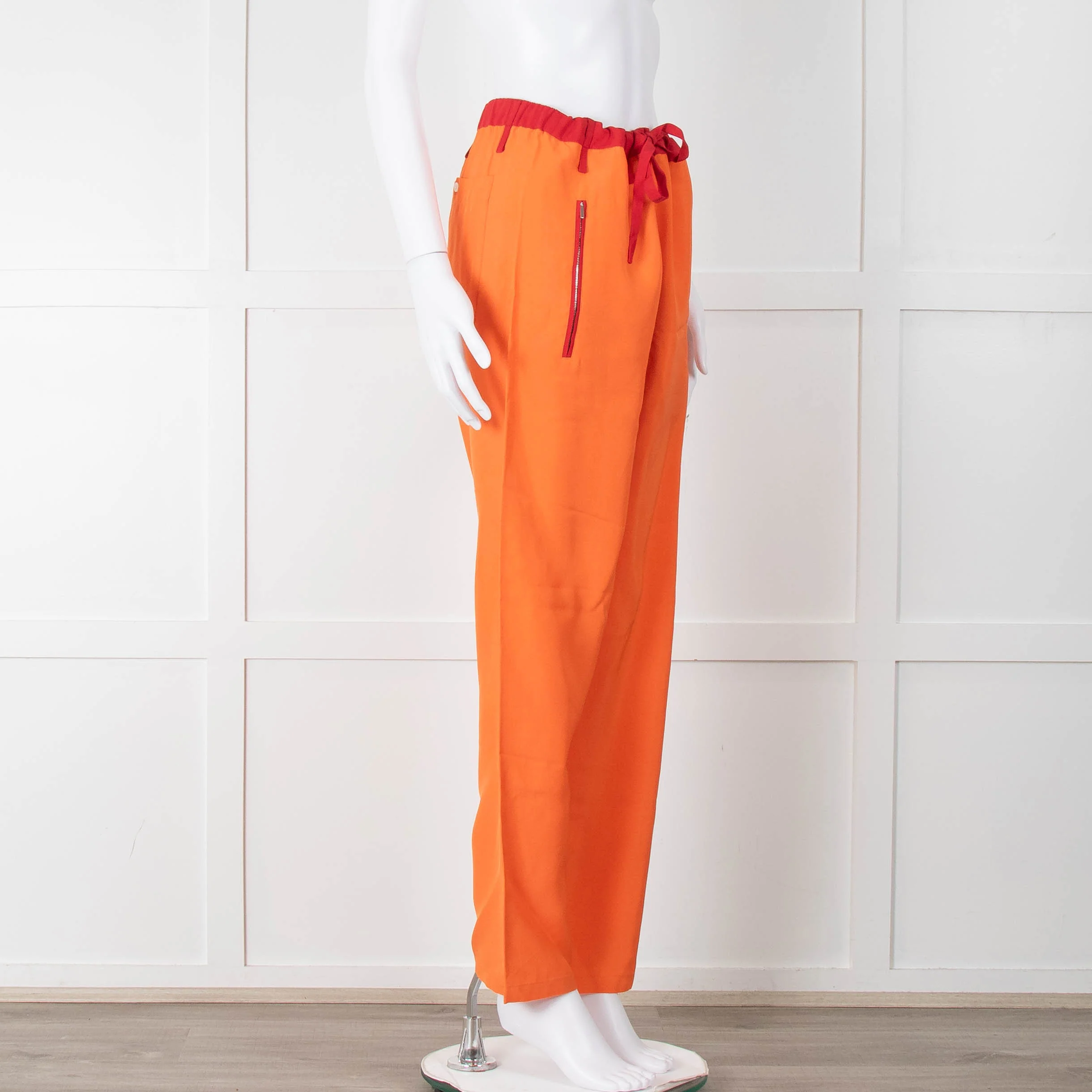 Serena Bute Orange Red Trim Draw String Trousers - Image 3