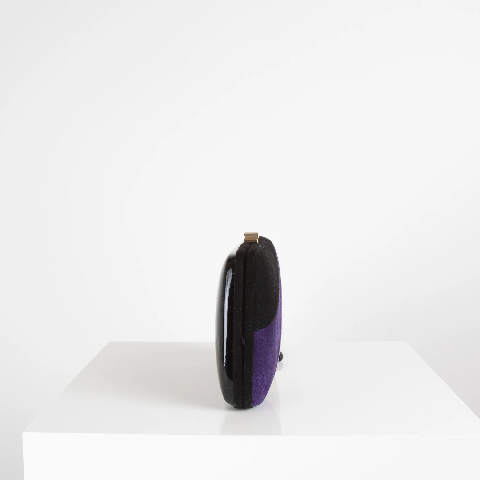Sergio Rossi Black Purple Grey Suede Box Clutch Bag - Image 2