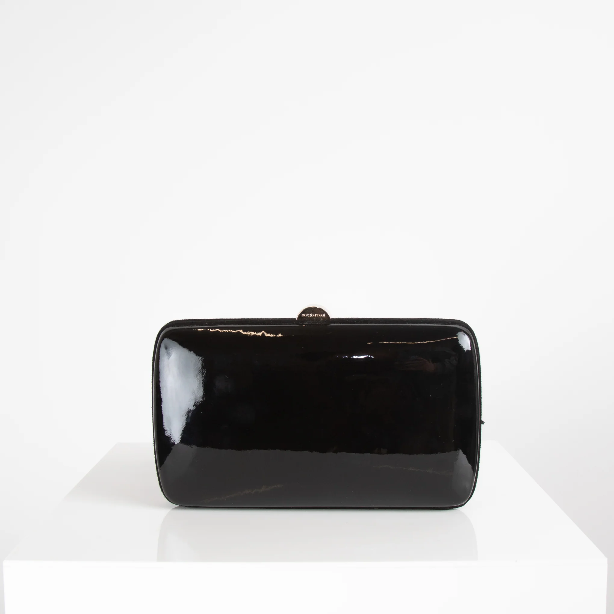 Sergio Rossi Black Purple Grey Suede Box Clutch Bag - Image 3