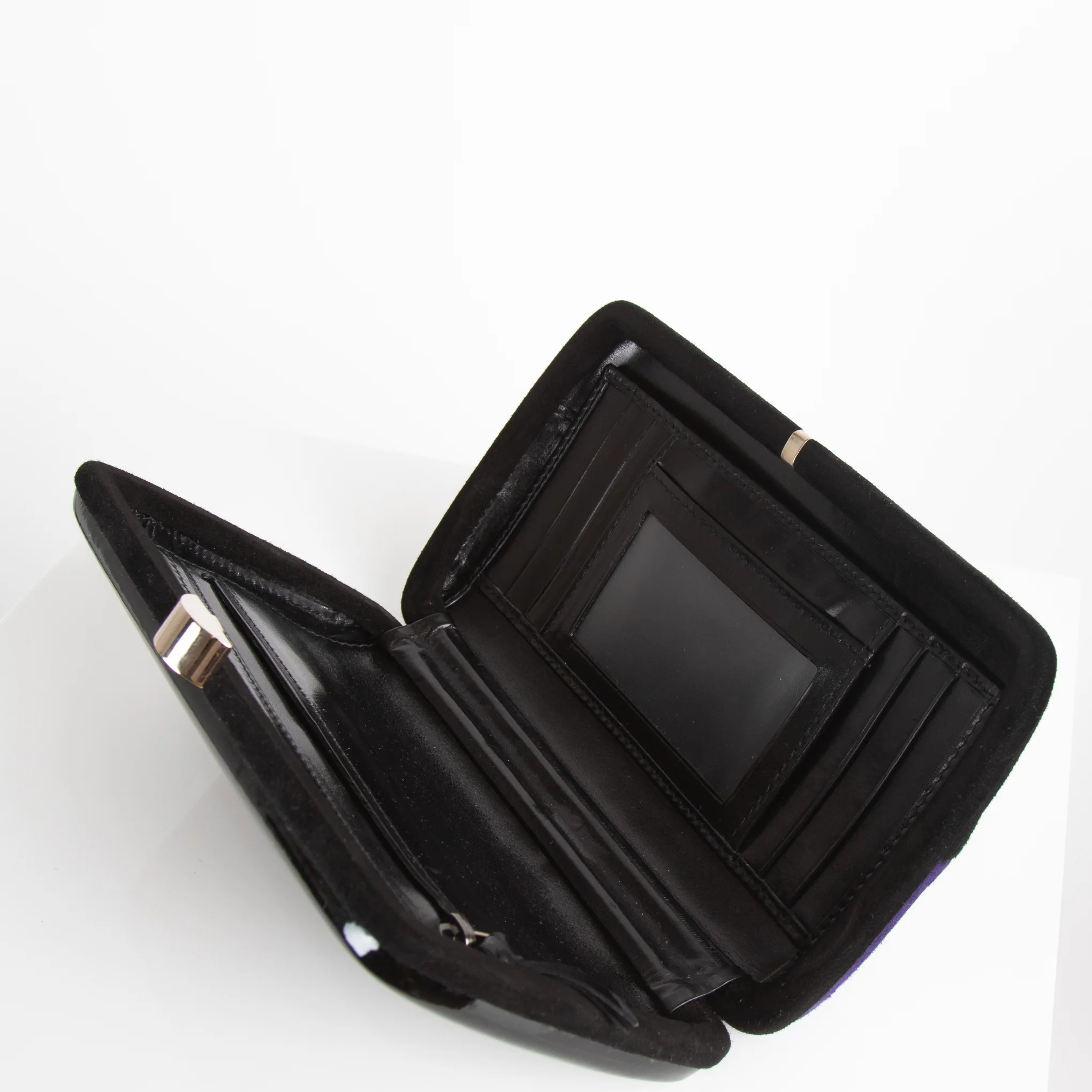 Sergio Rossi Black Purple Grey Suede Box Clutch Bag - Image 5