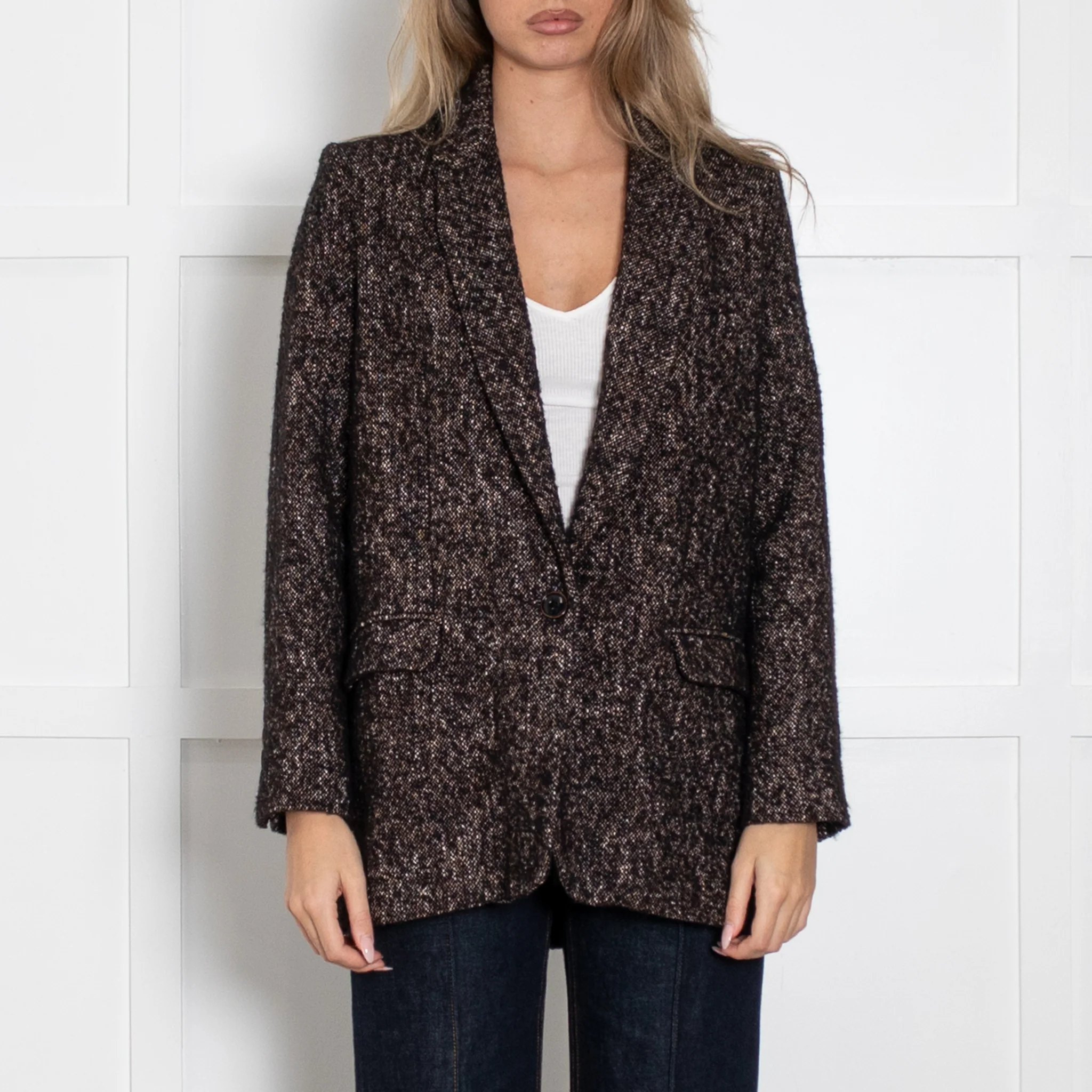 Sessun Brown Black Cream Fleck Blazer Jacket - Image 2