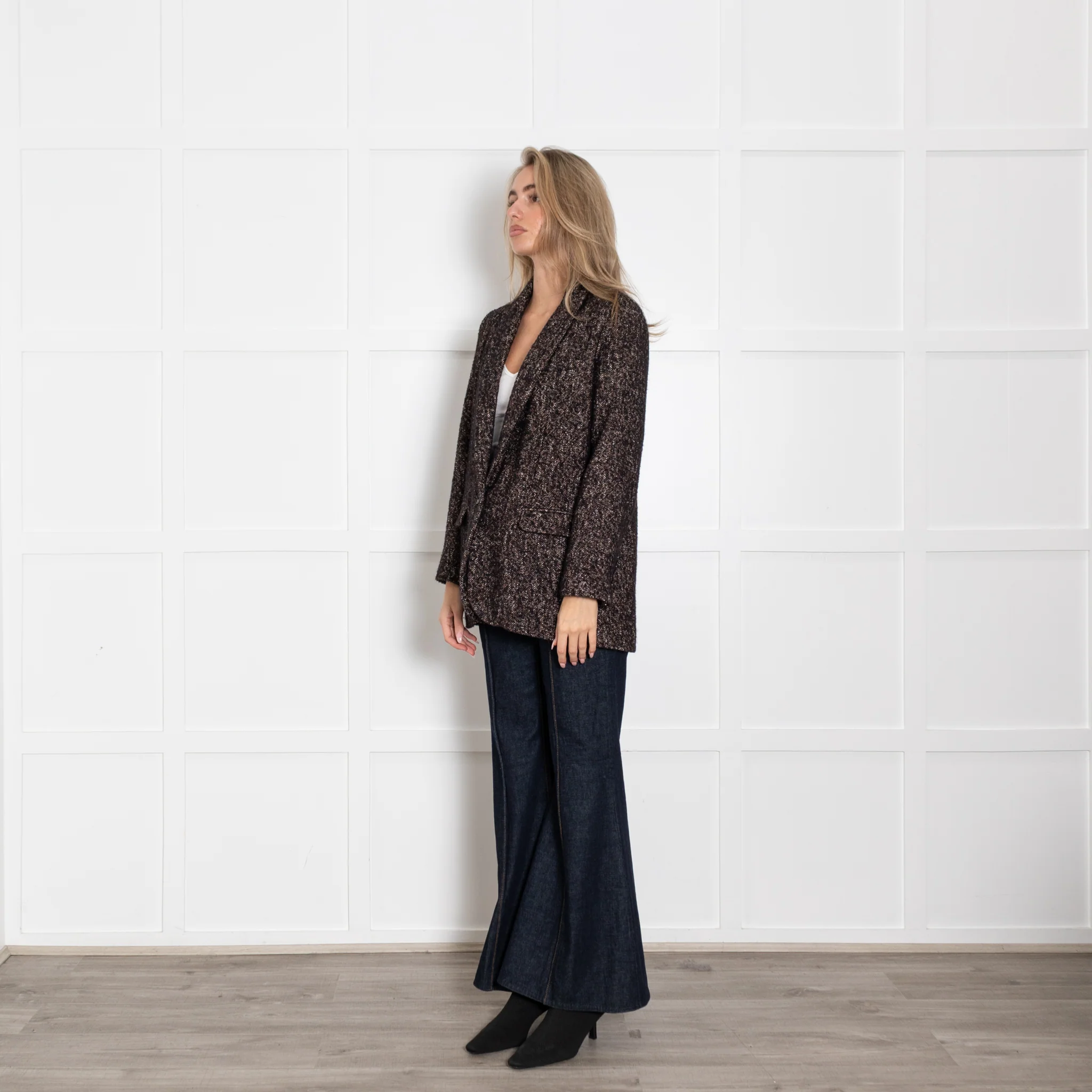 Sessun Brown Black Cream Fleck Blazer Jacket - Image 3