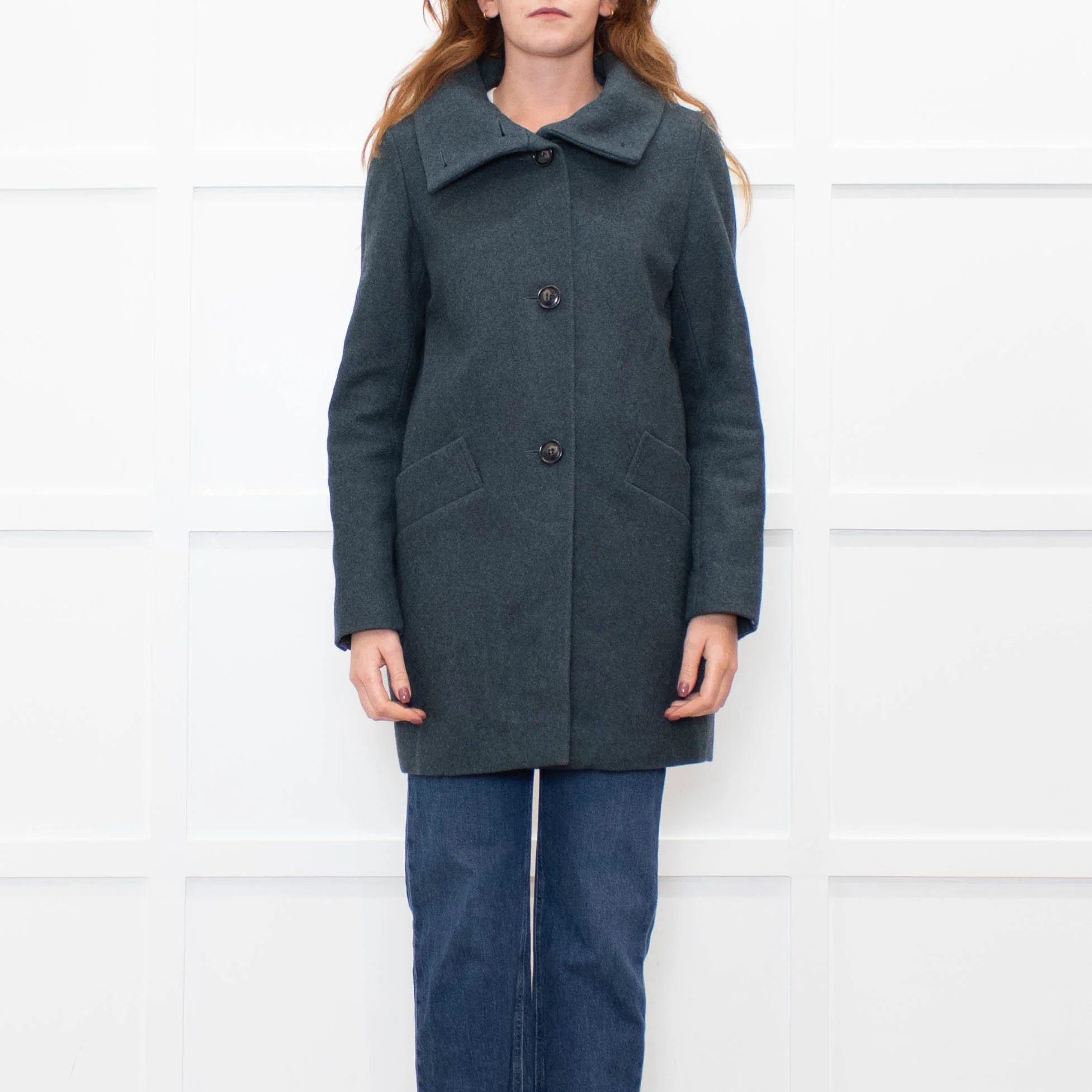 Sessun Teal Wool Short Coat - Image 2