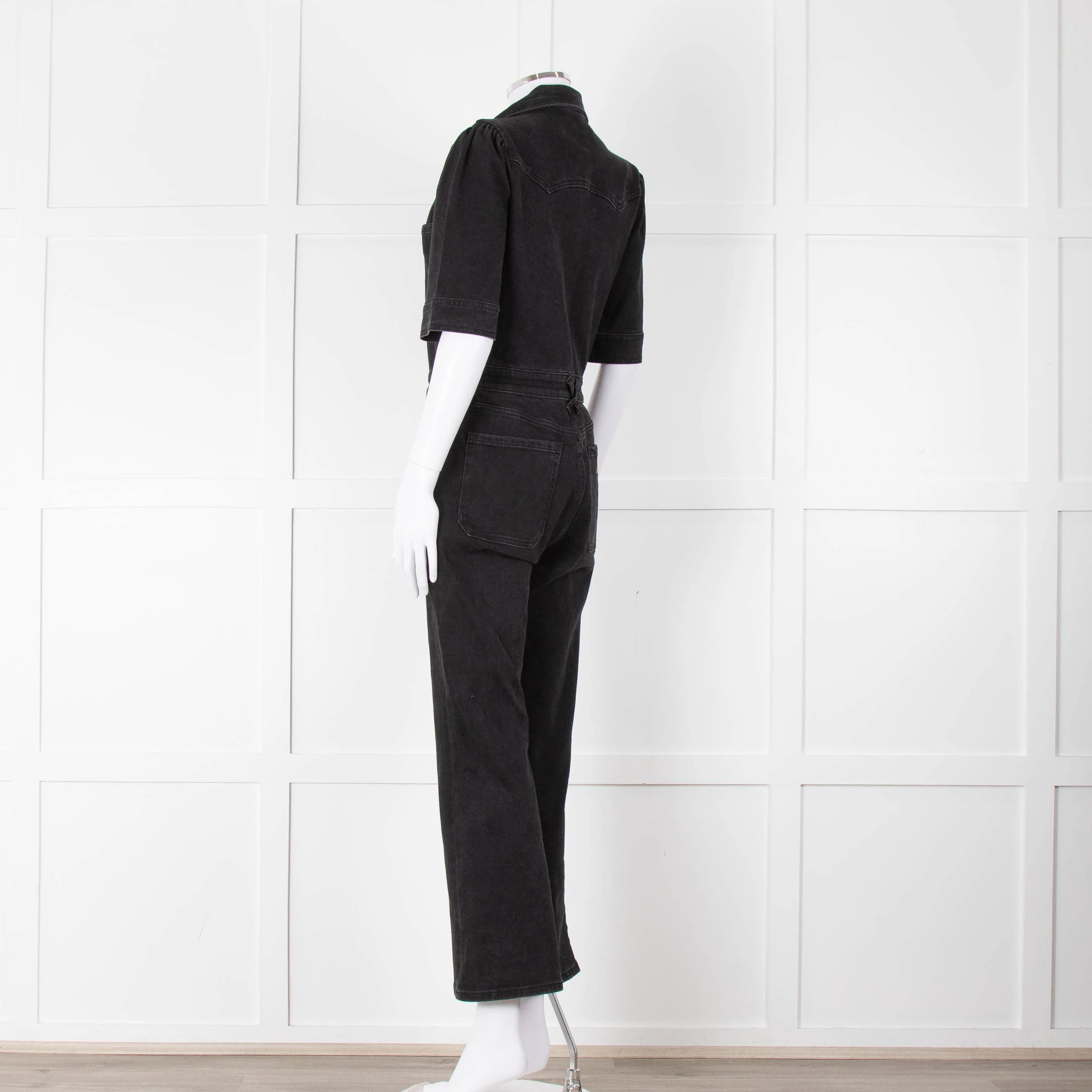Seventy & Mochi Black Denim Flared Boilersuit - Image 6