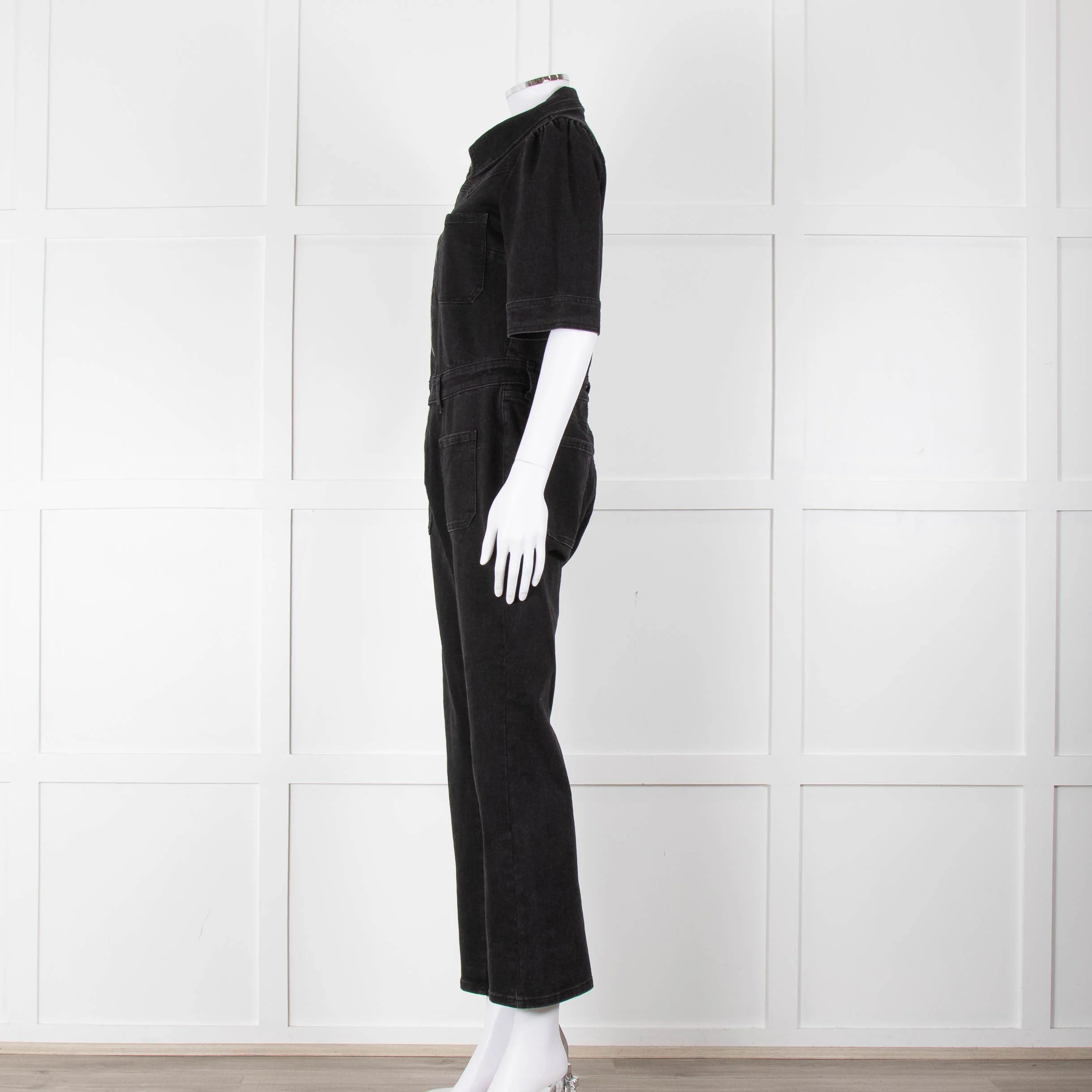 Seventy & Mochi Black Denim Flared Boilersuit - Image 7