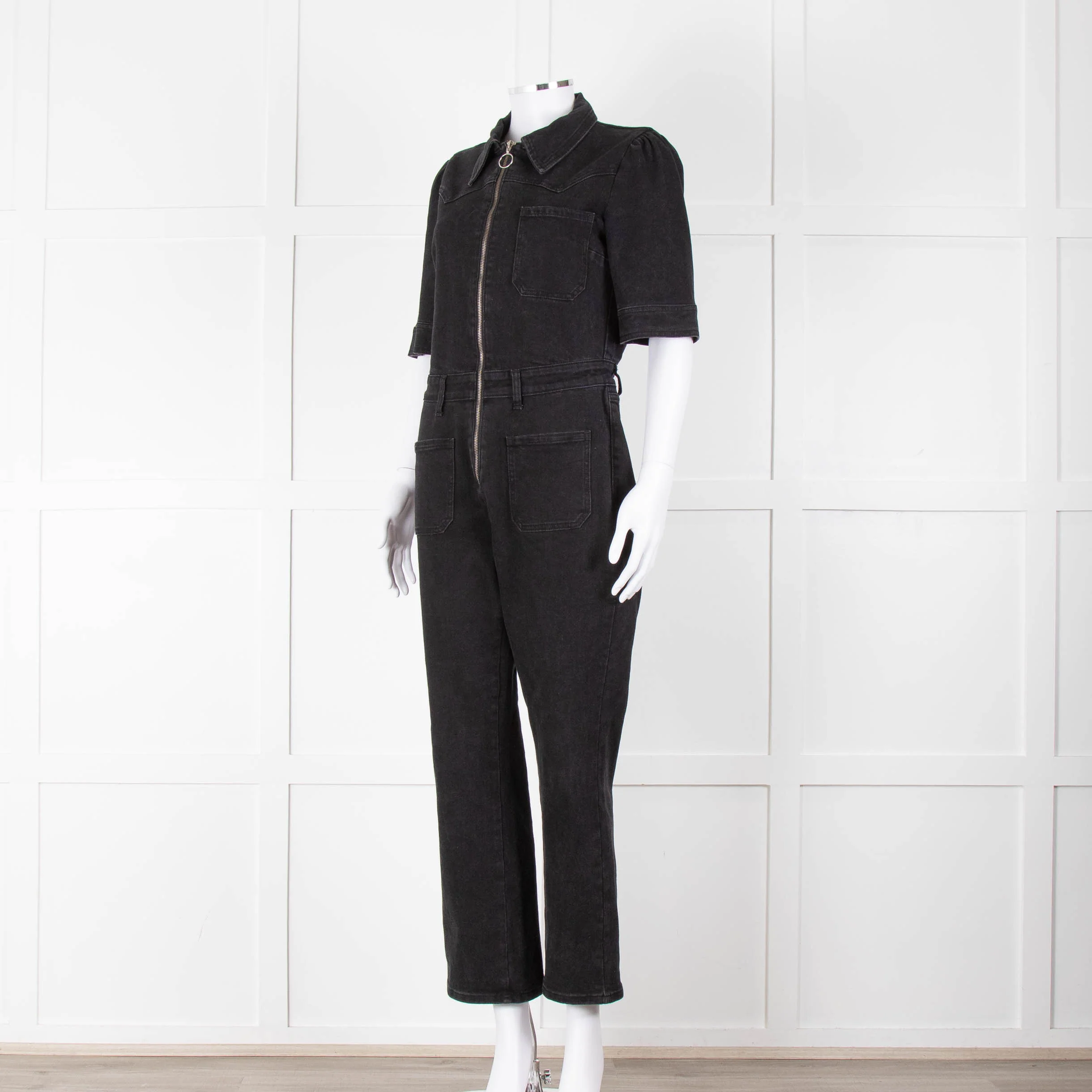 Seventy & Mochi Black Denim Flared Boilersuit - Image 8