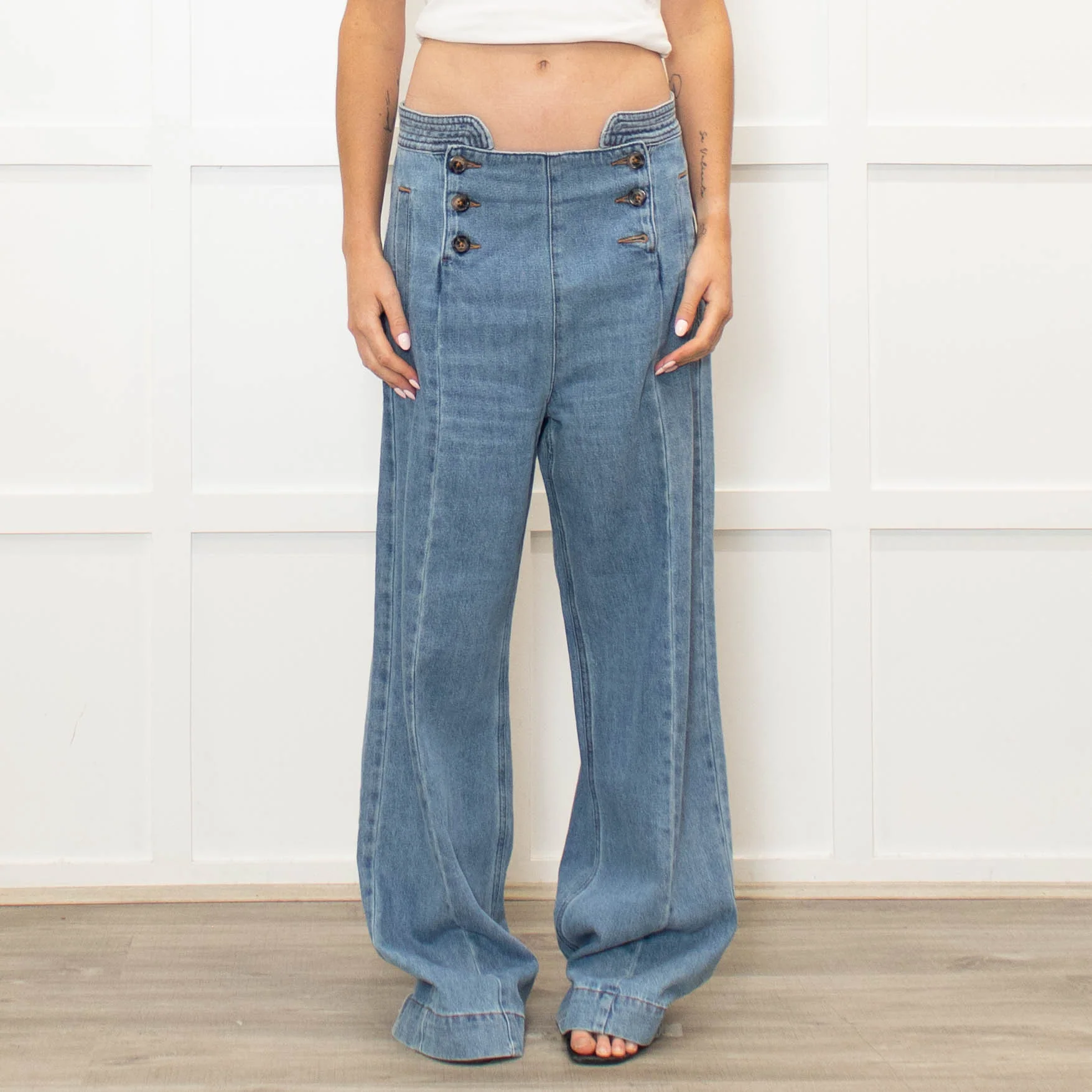 Seventy & Mochi Blue Jeans With Button Flap Front - Image 2