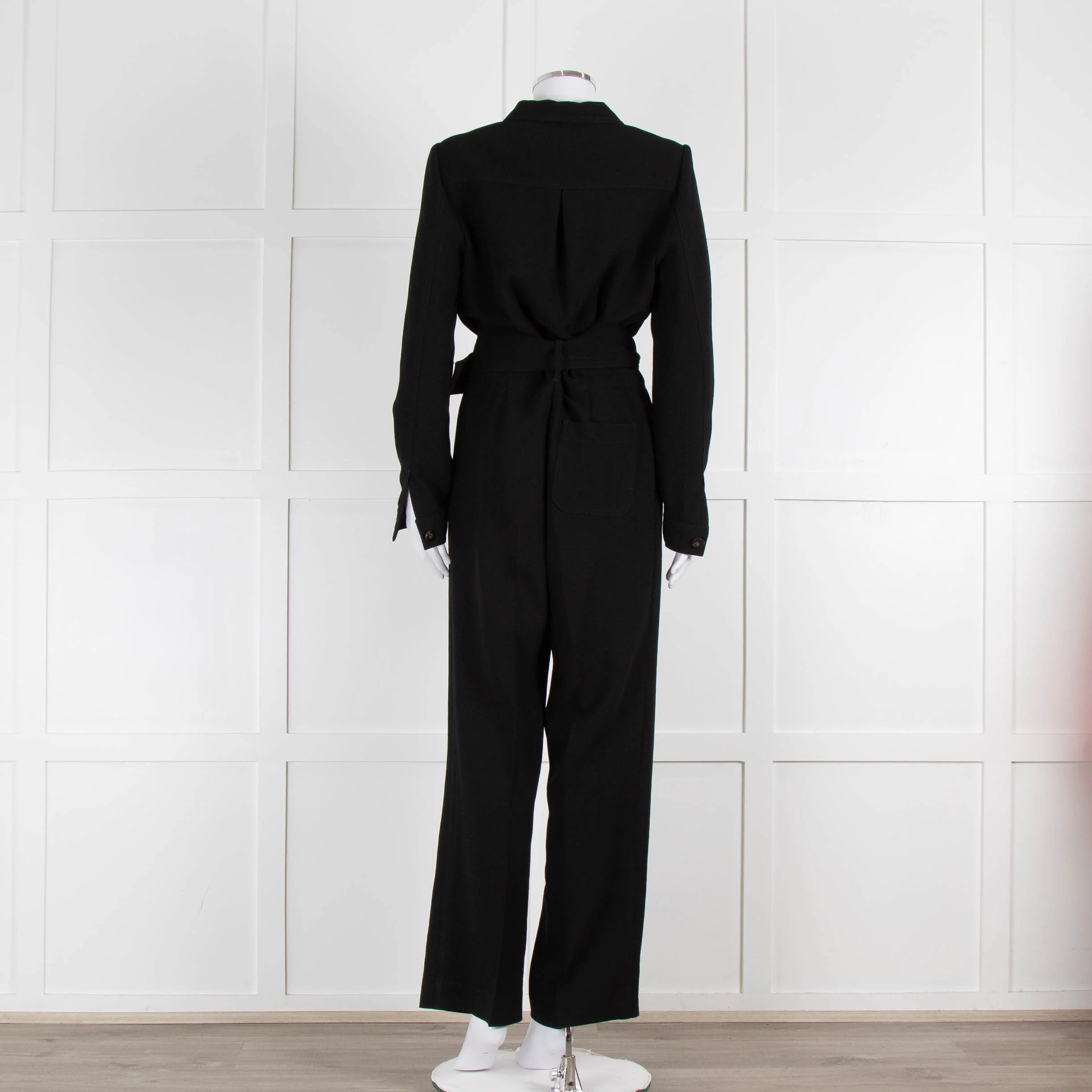 Sezane Black Crepe Long Sleeve Jumpsuit - Image 5