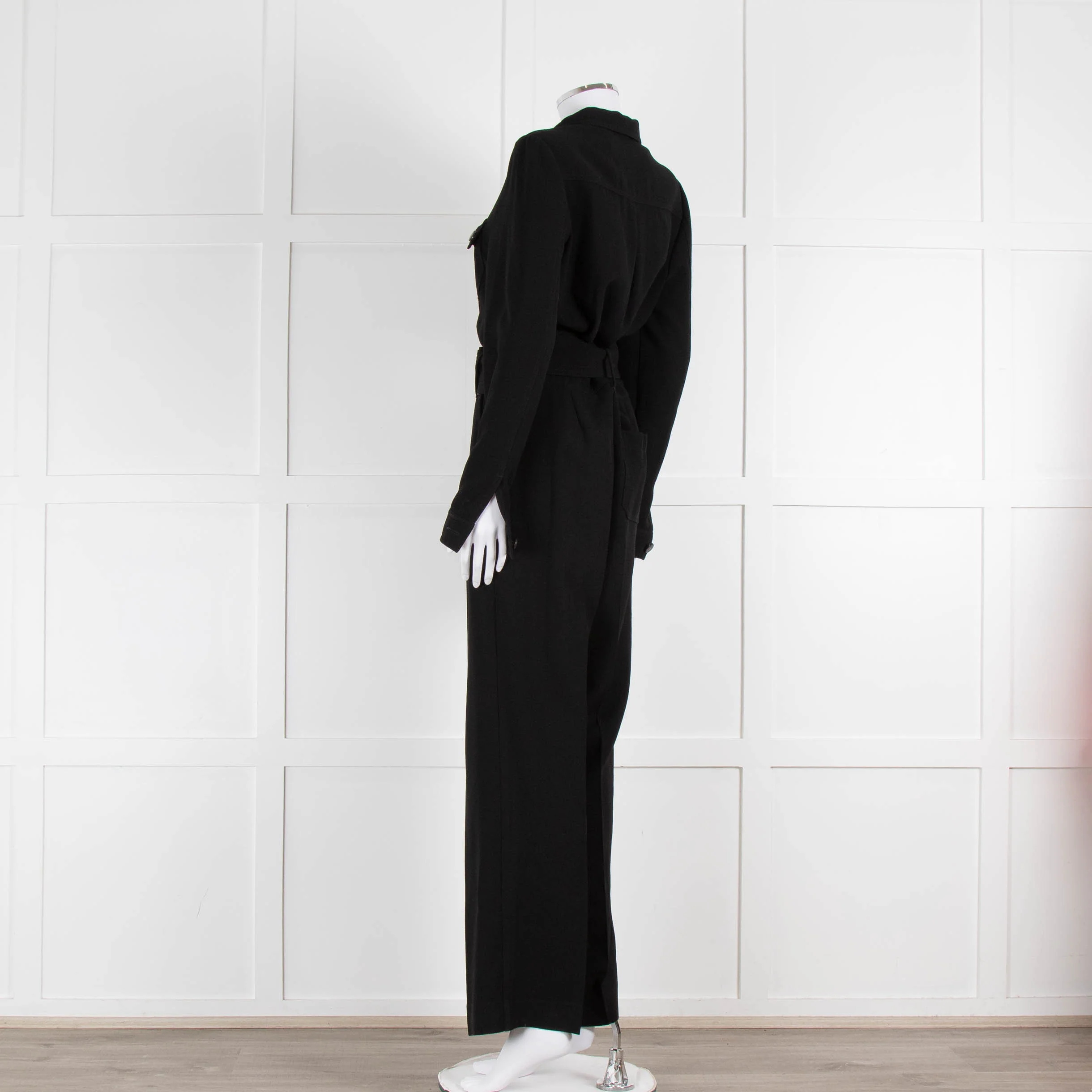 Sezane Black Crepe Long Sleeve Jumpsuit - Image 6