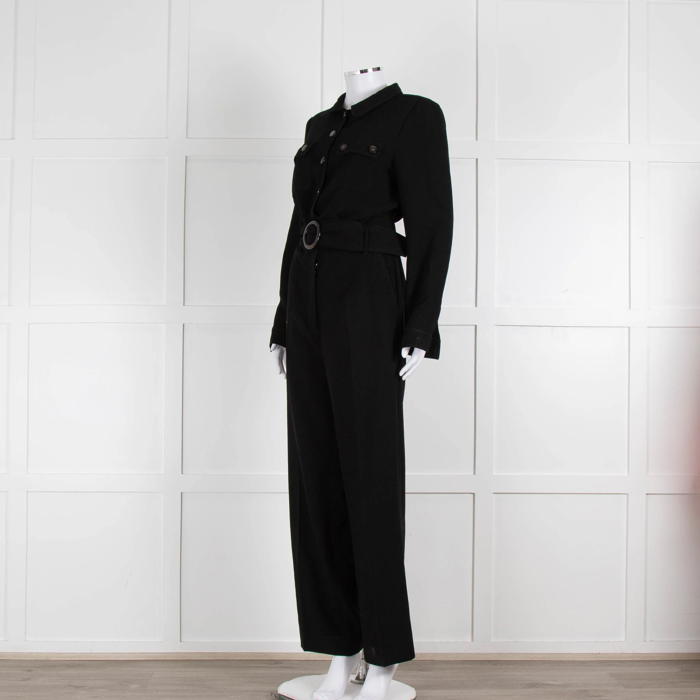 Sezane Black Crepe Long Sleeve Jumpsuit - Image 8