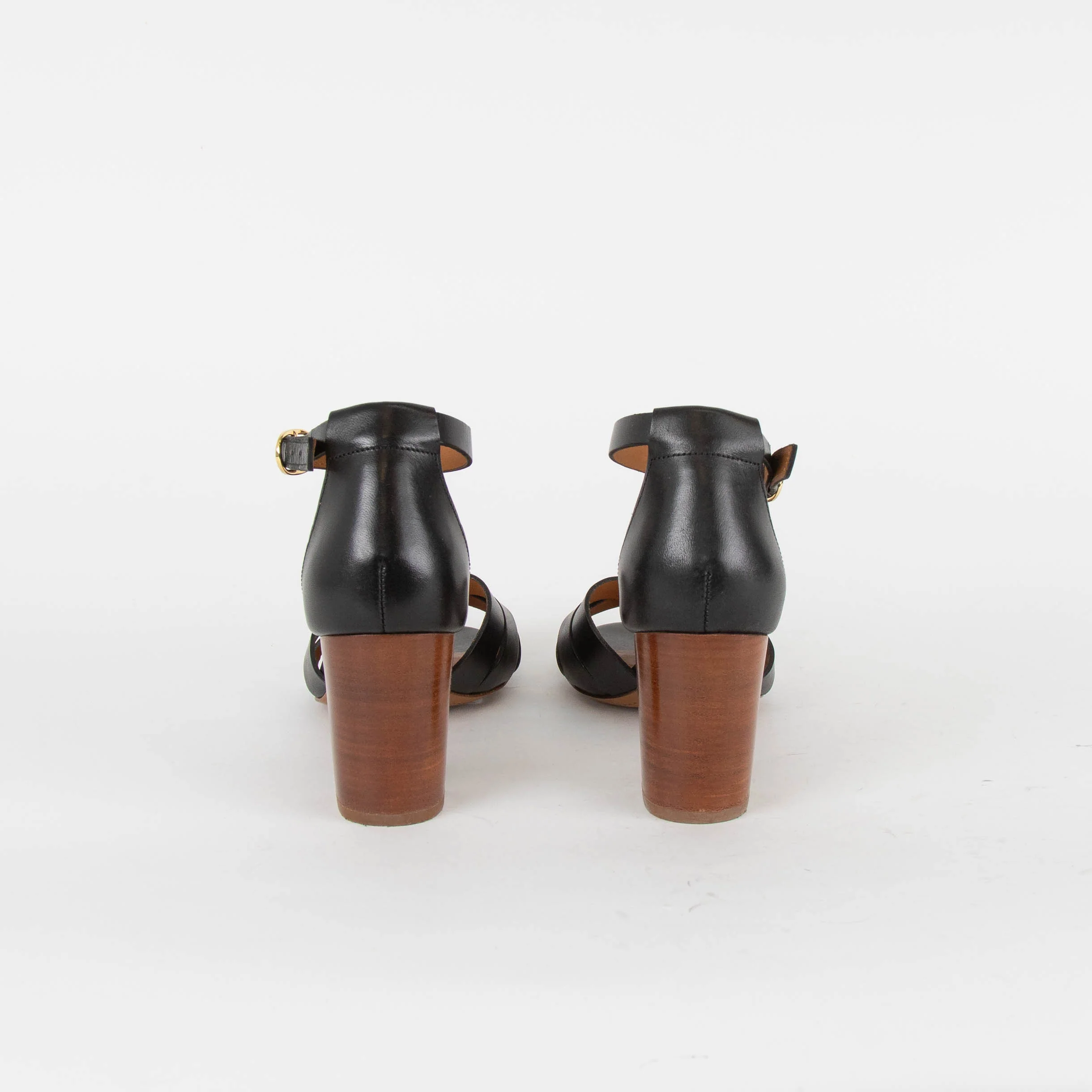 Sezane Black Leather Marianne Heeled Sandals - Image 5