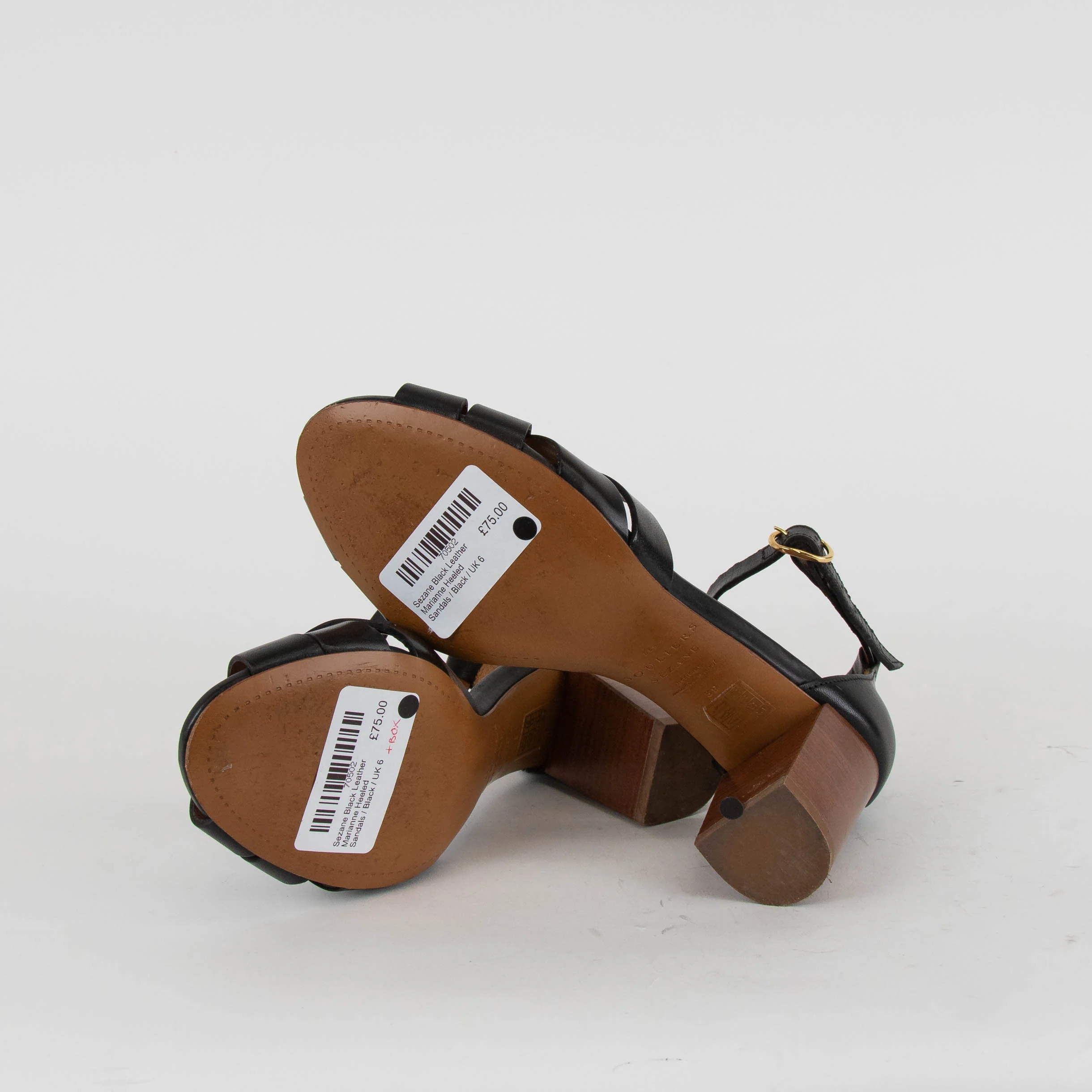 Sezane Black Leather Marianne Heeled Sandals - Image 7