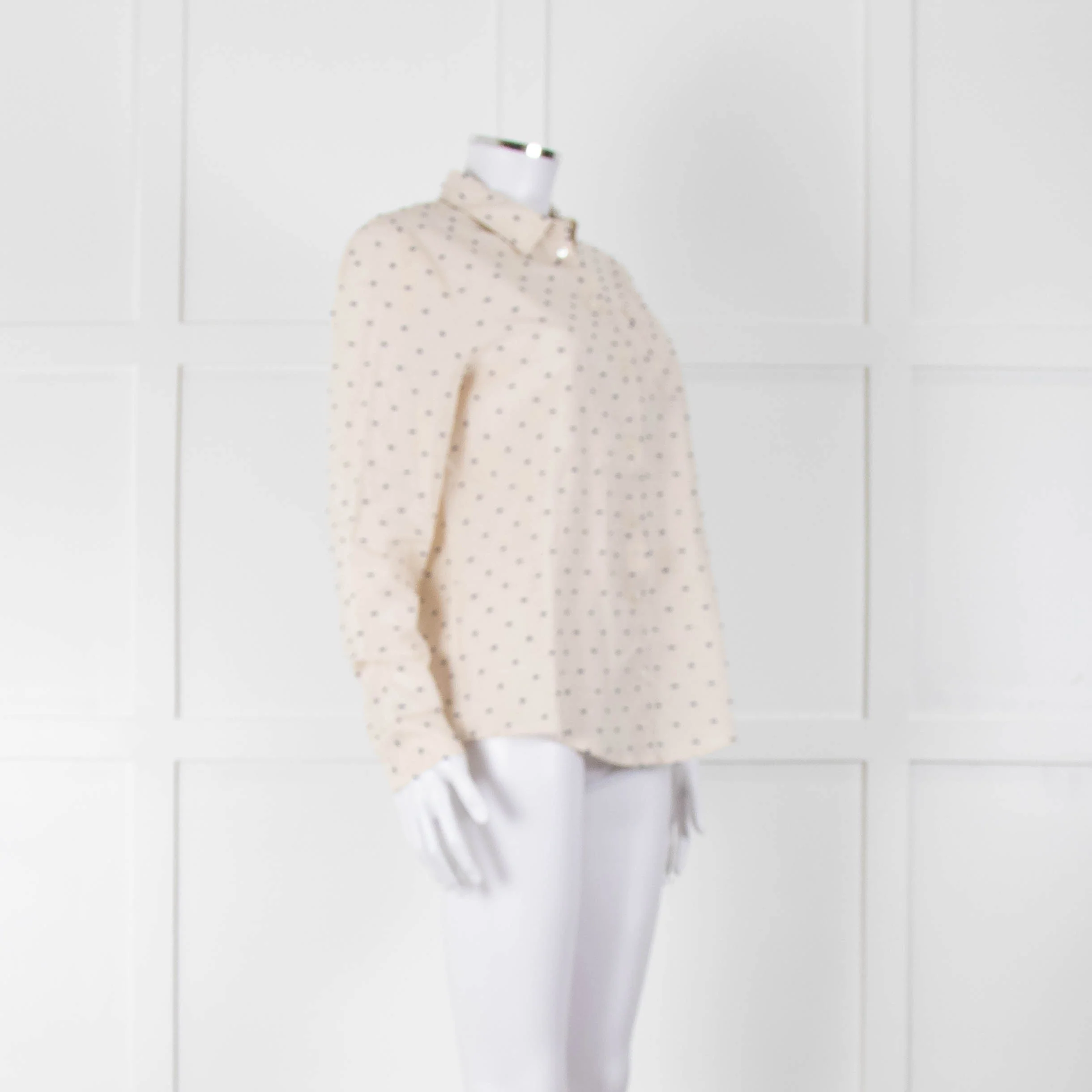 Sezane Cream Cotton Flecked Collared Shirt - Image 2