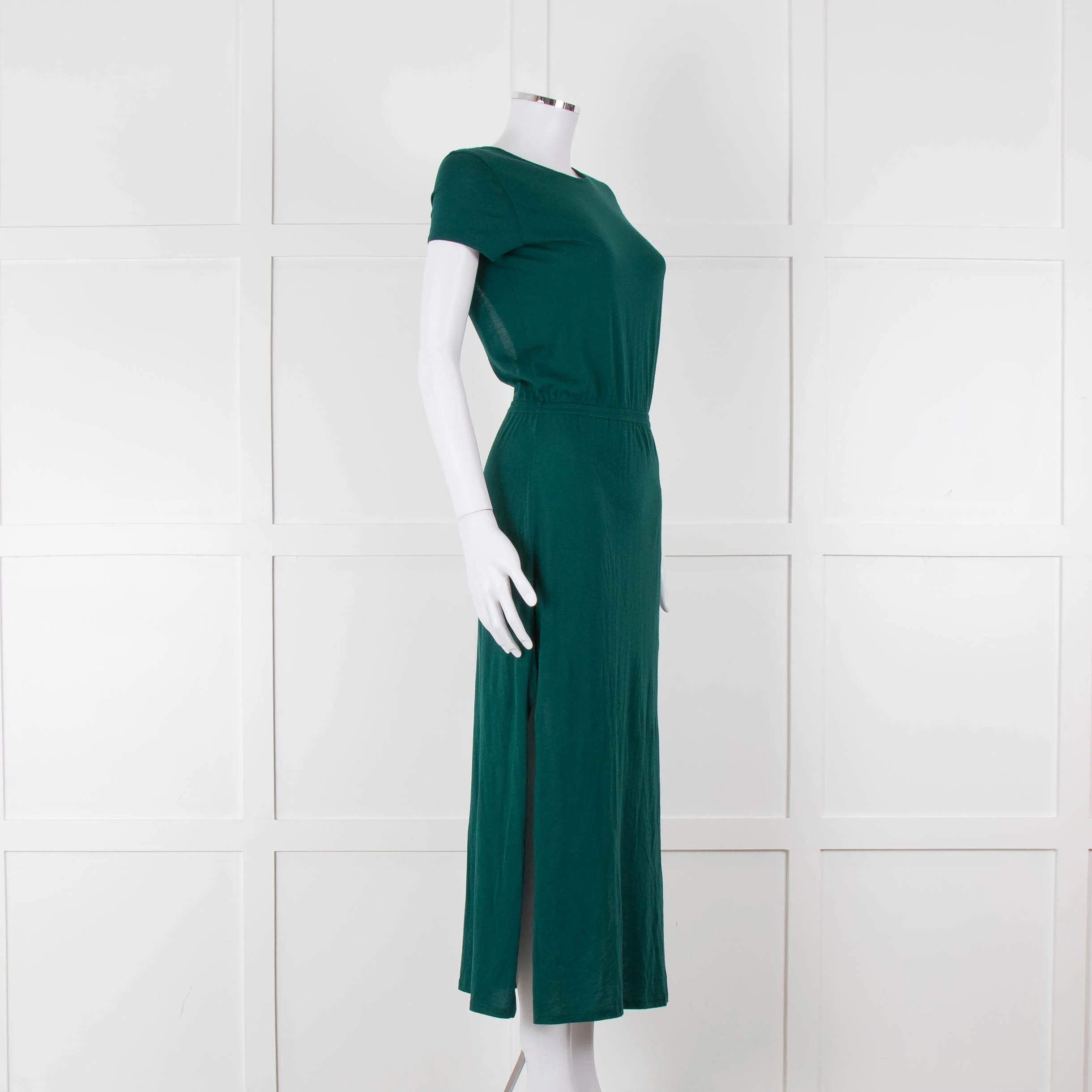 Sezane Green Cotton V-Back Dress - Image 2