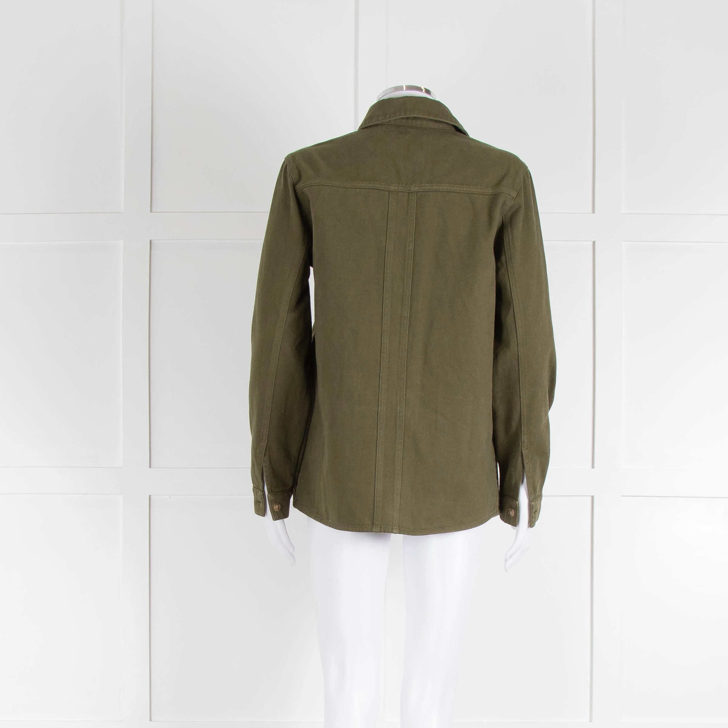 Sezane Khaki Green Denim Cotton Jacket - Image 3