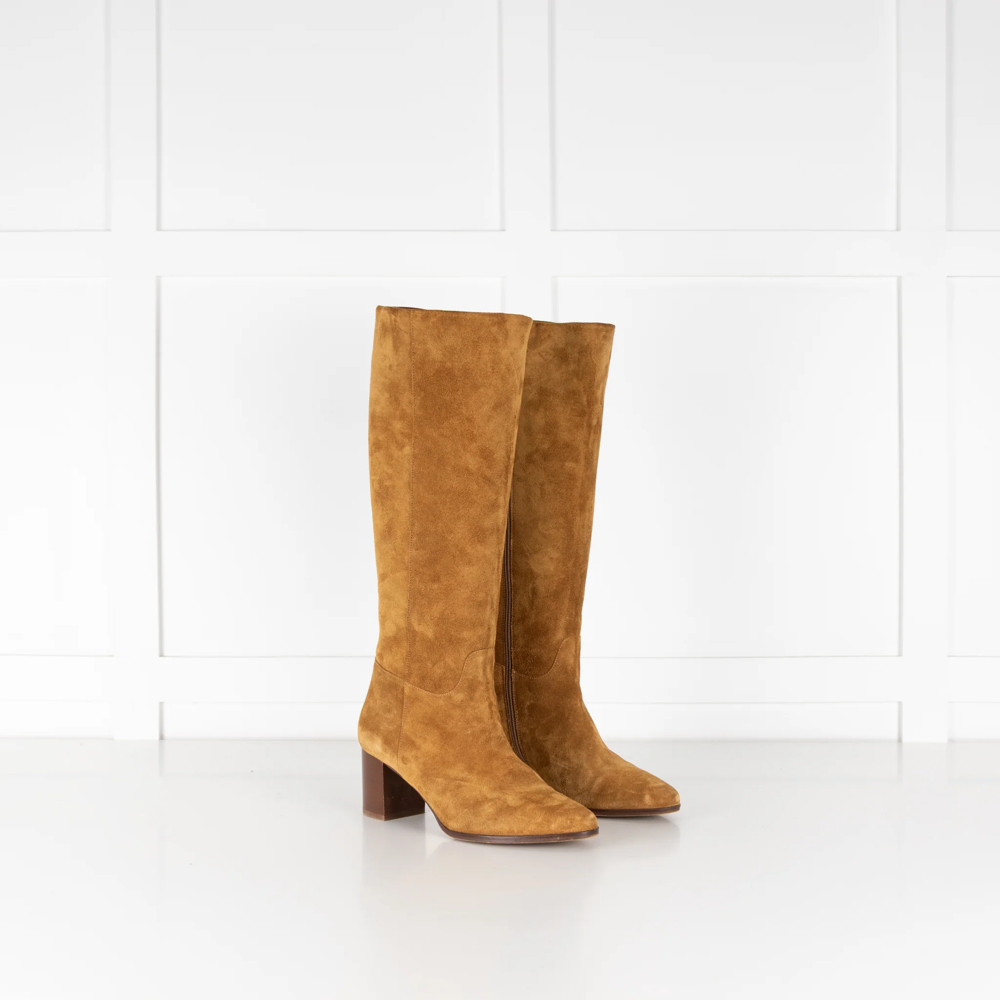 Sezane Mustard Suede Block Heel Boots - Image 7